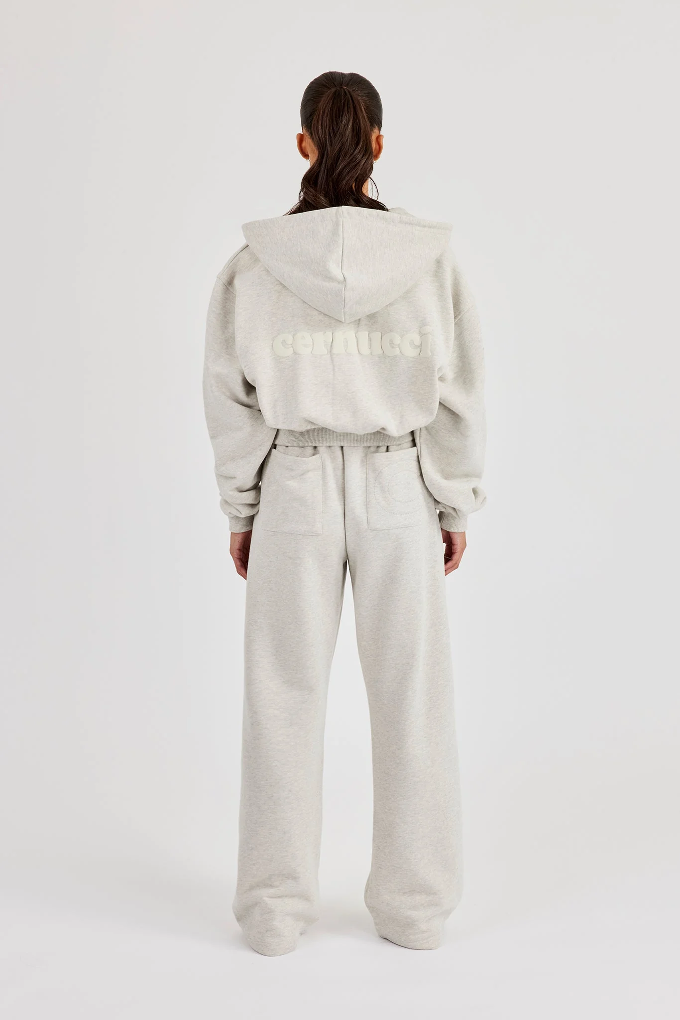 Cernucci Cropped Zip Through Tracksuit - Ash Grey - Image 7