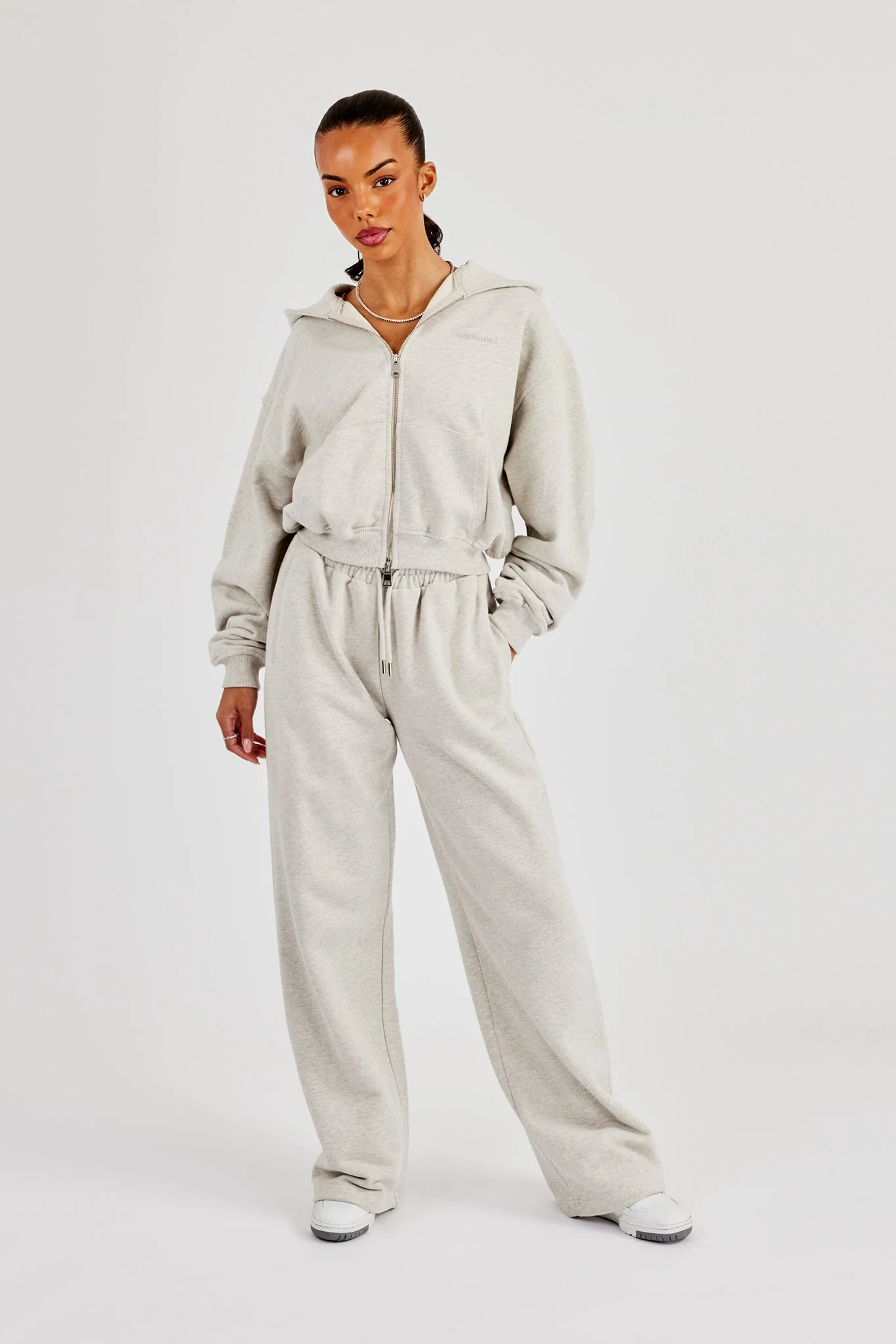 Cernucci Cropped Zip Through Tracksuit - Ash Grey - Image 8