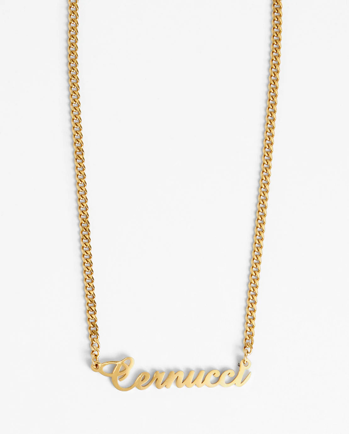 Cernucci Cursive Font Necklace - Gold