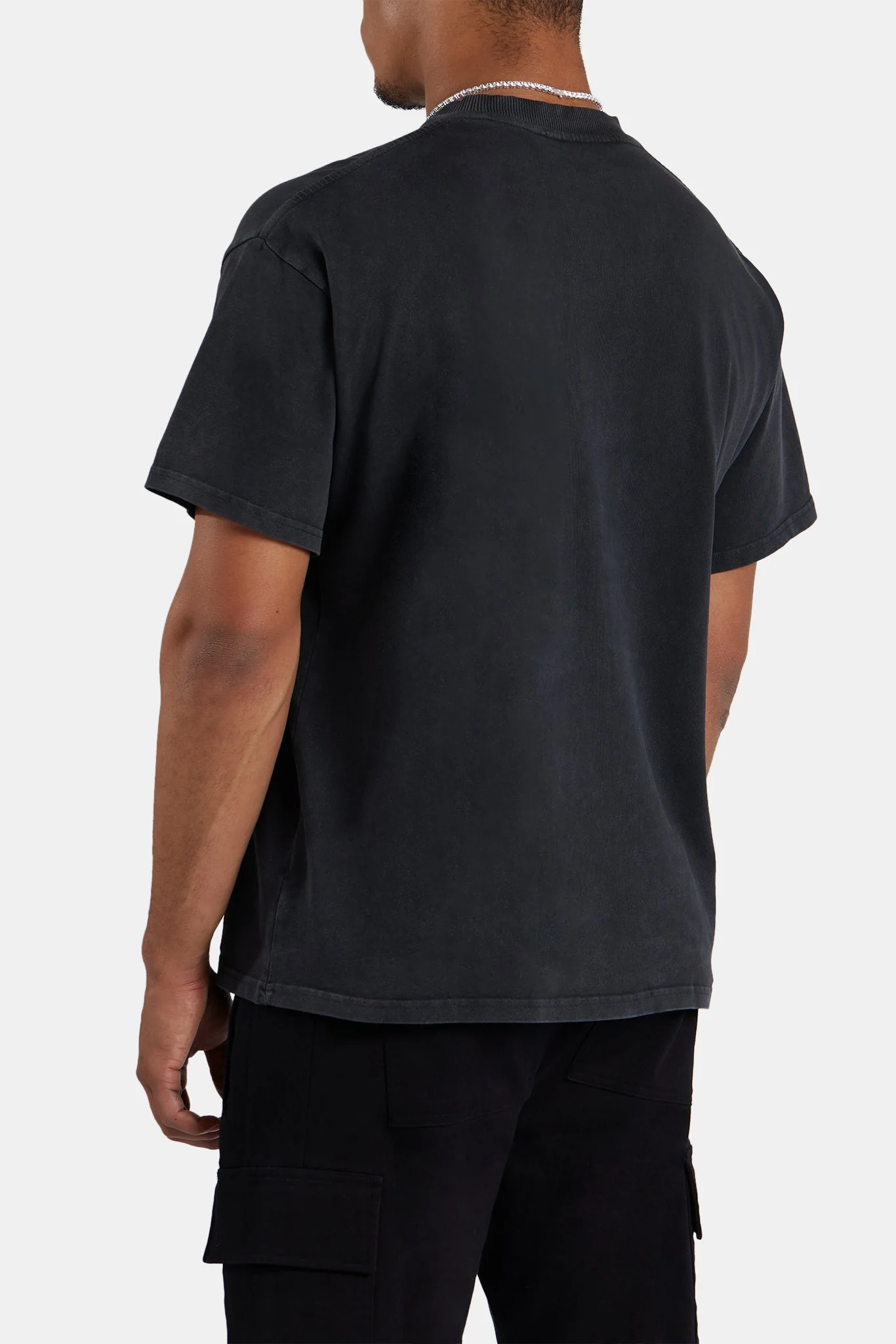 Cernucci Embroidered Acid Wash T-Shirt - Charcoal - Image 2