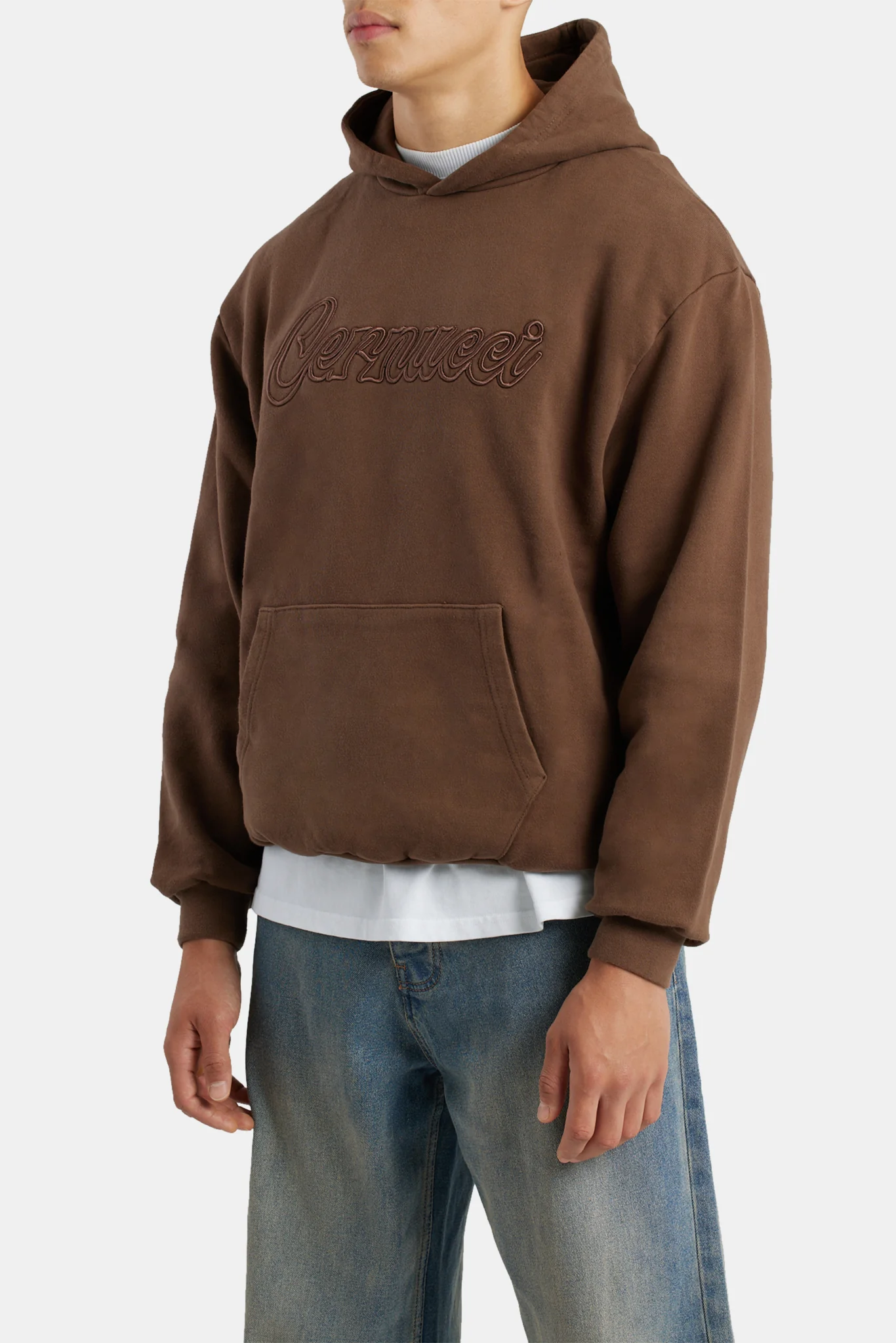 Cernucci Embroidered Hoodie - Chocolate - Image 2
