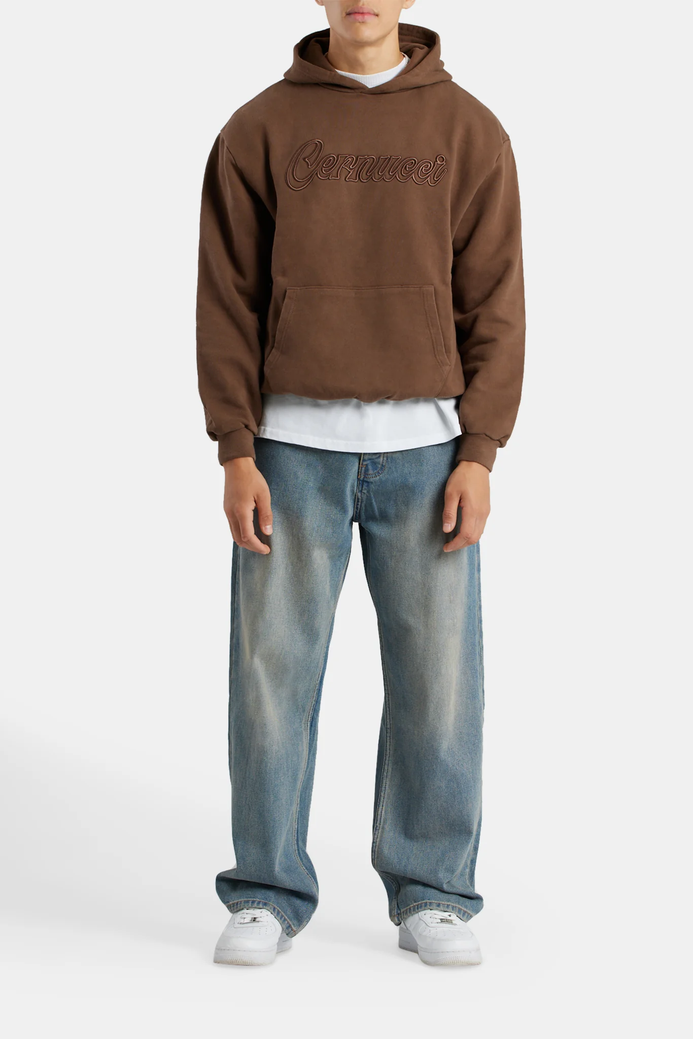 Cernucci Embroidered Hoodie - Chocolate - Image 4