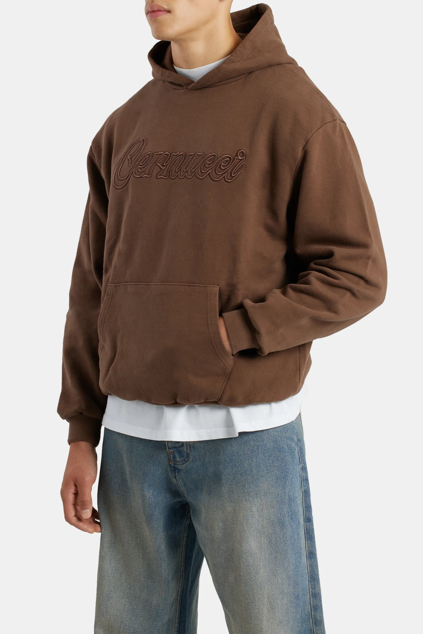 Cernucci Embroidered Hoodie - Chocolate - Image 6