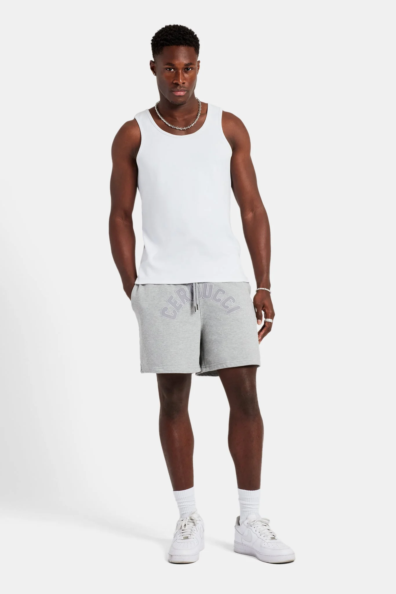 Cernucci Embroidered Shorts - Ash Grey - Image 5
