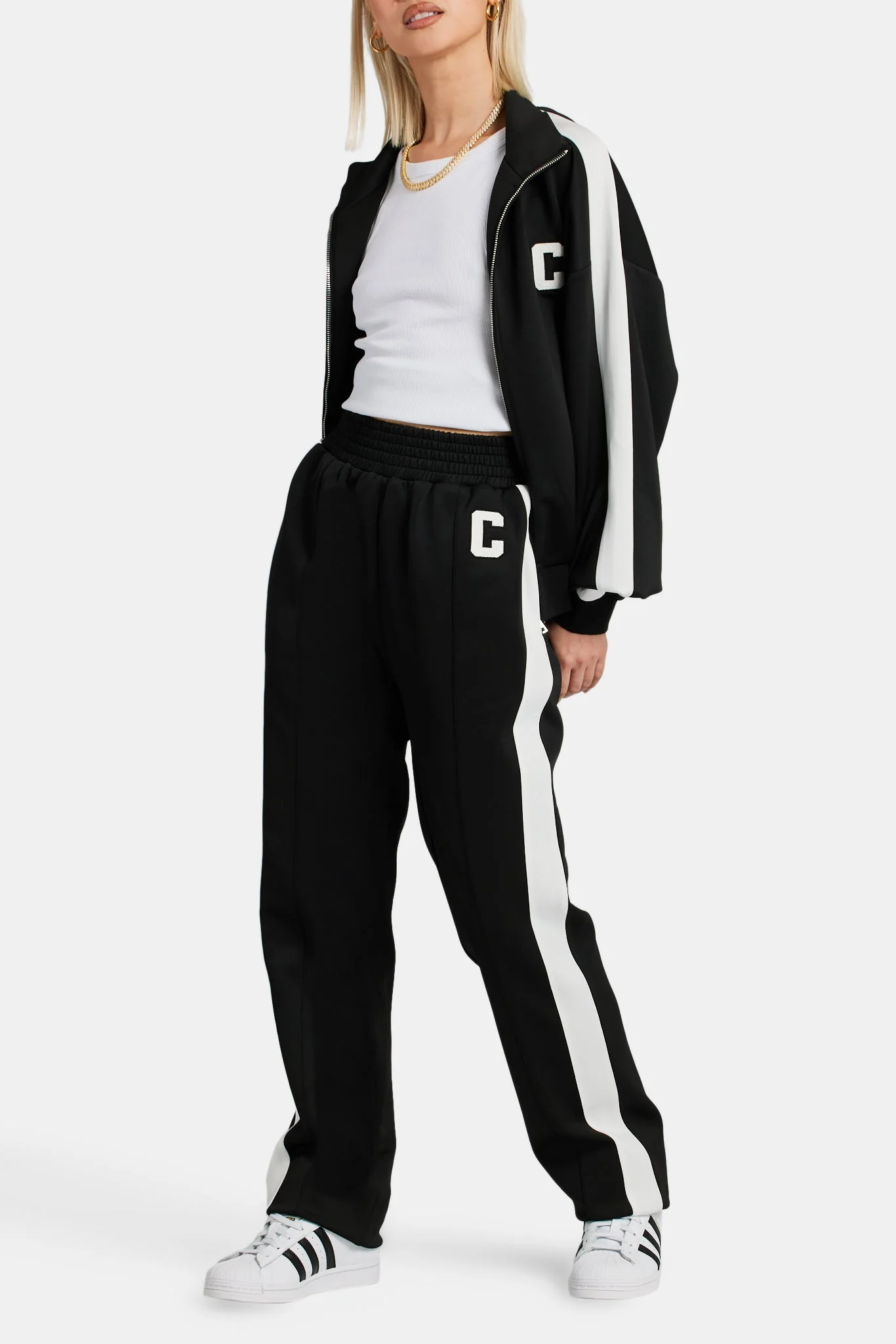 Cernucci Embroidered Varsity Track Jacket - Black - Image 4