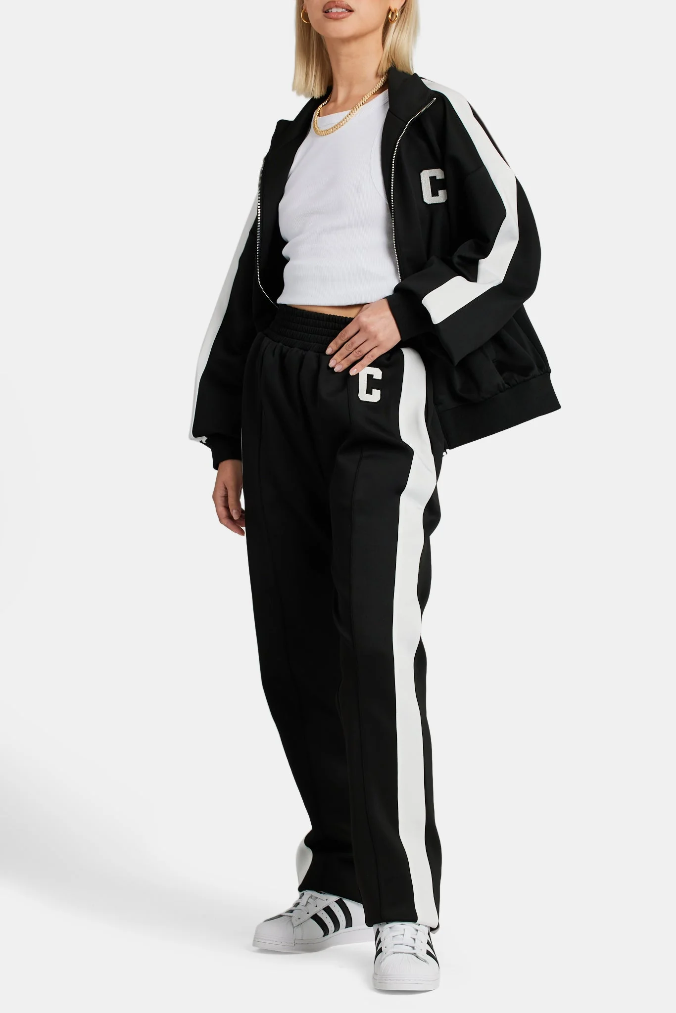 Cernucci Embroidered Varsity Track Pant - Black - Image 4