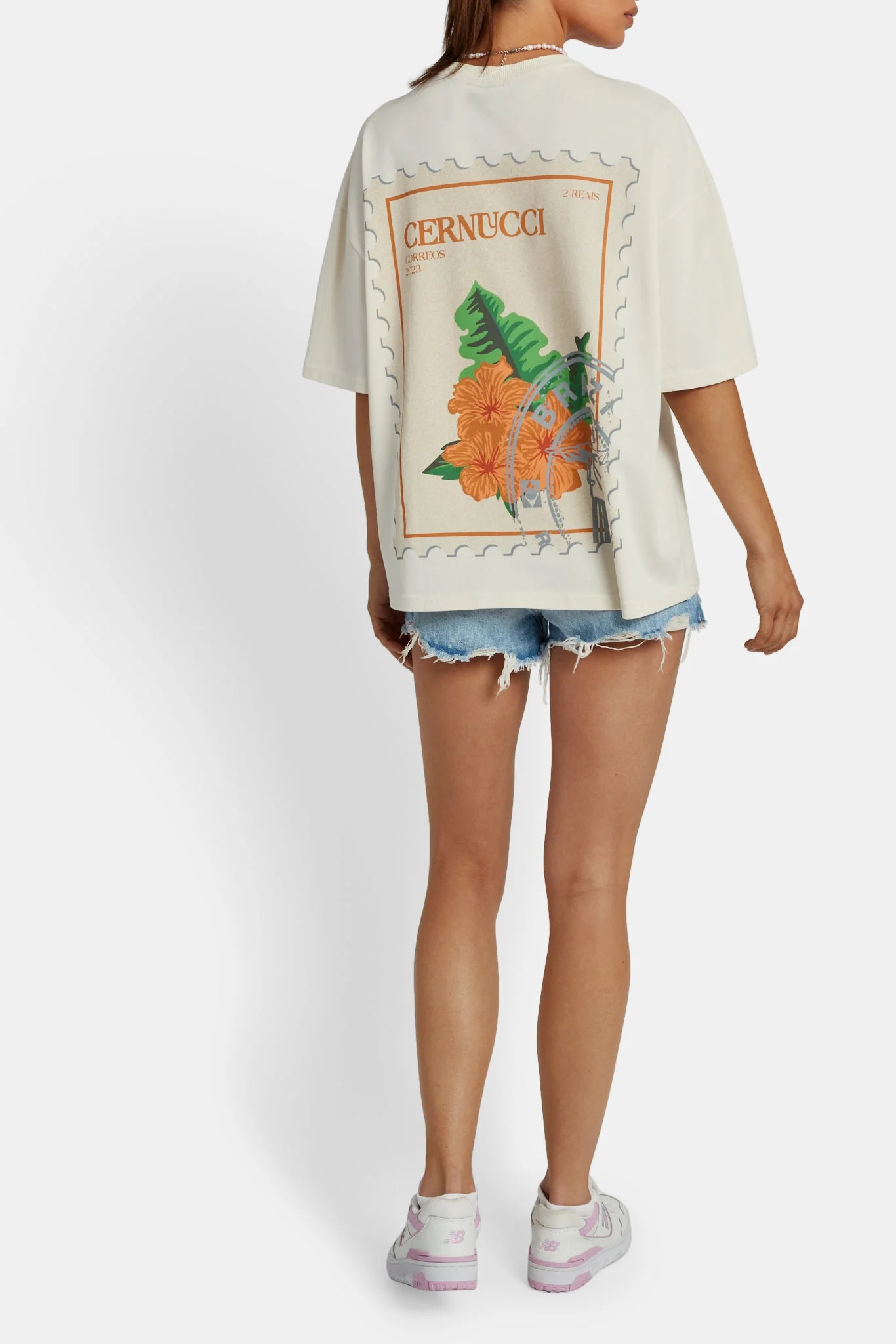Cernucci Flower Stamp Graphic T-Shirt - Ecru - Image 2