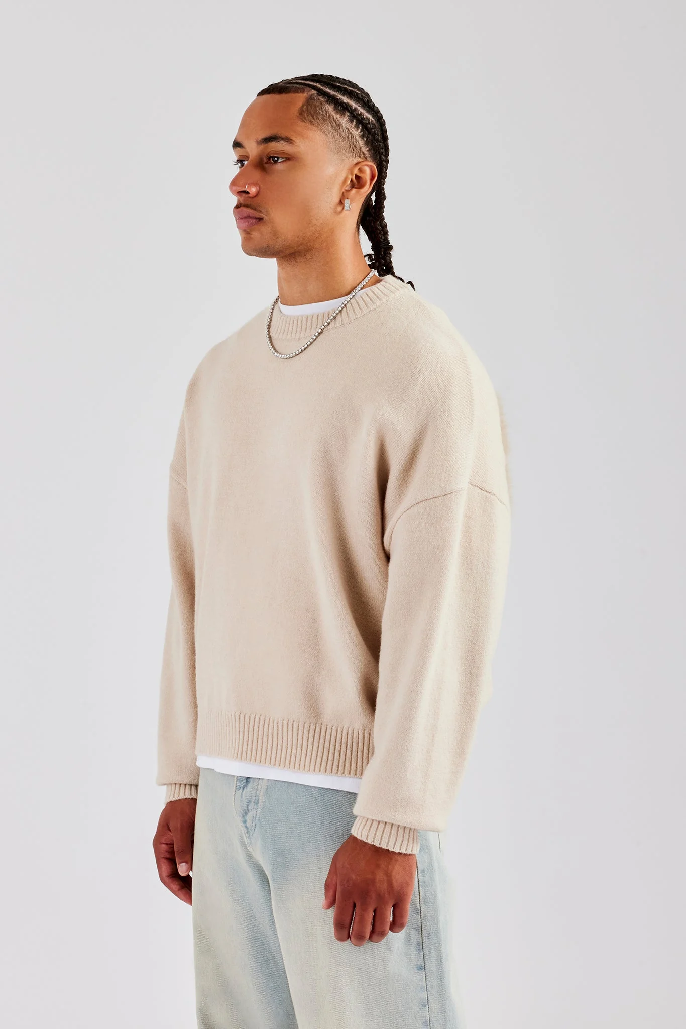 Cernucci Fluffy Intarsia Sweater - Off White - Image 4