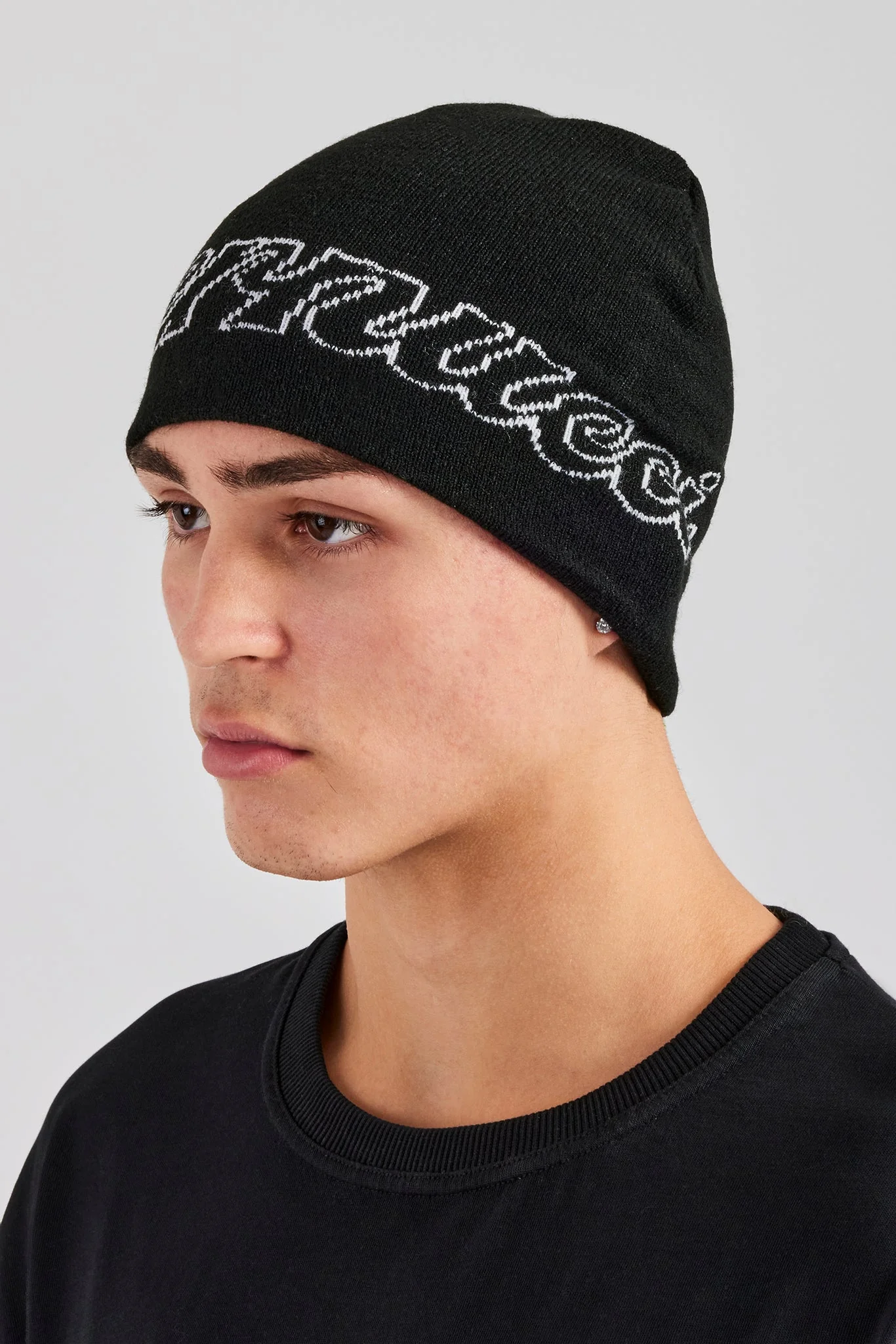 Cernucci Intarsia Beanie Hat - Black - Image 3