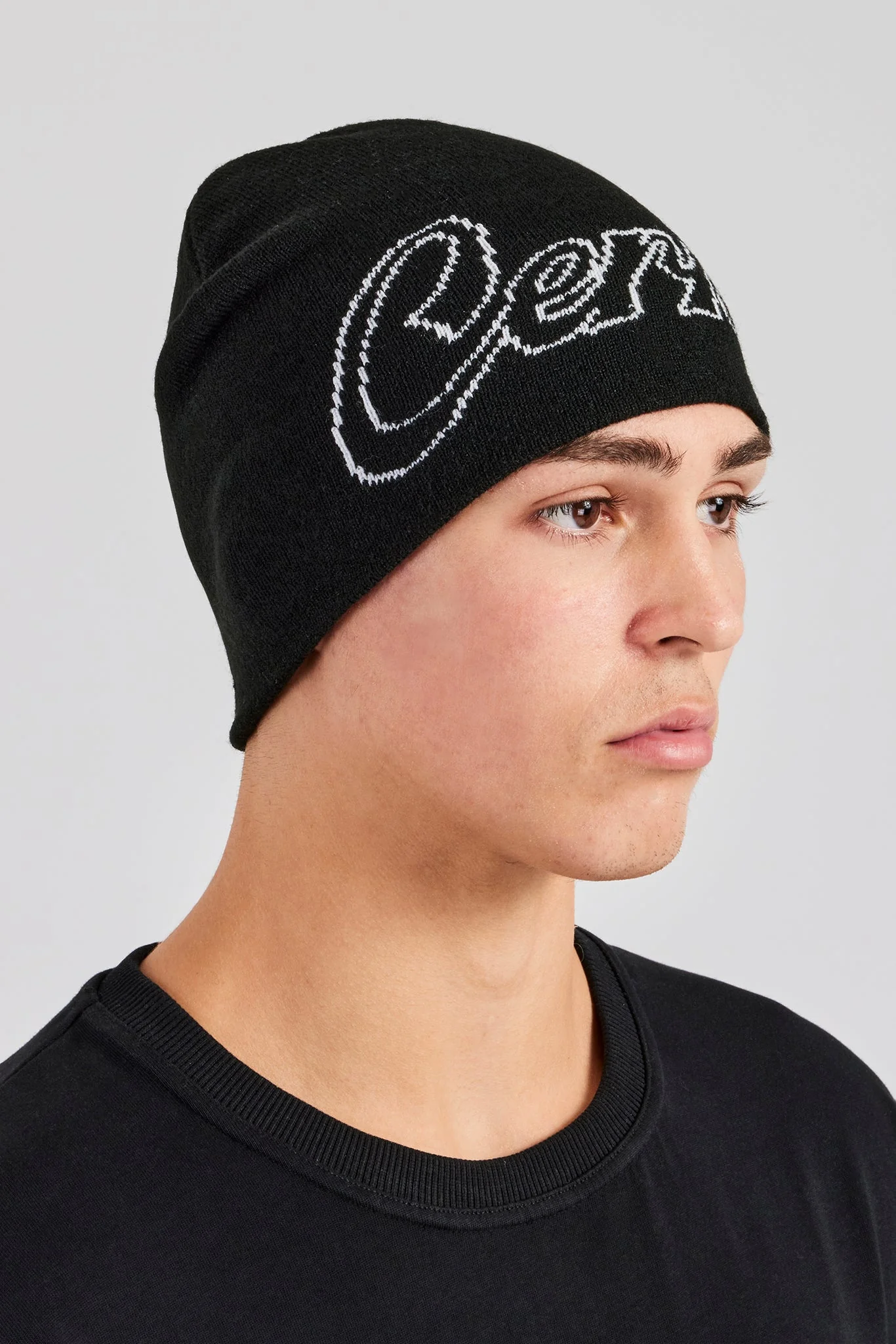 Cernucci Intarsia Beanie Hat - Black - Image 5