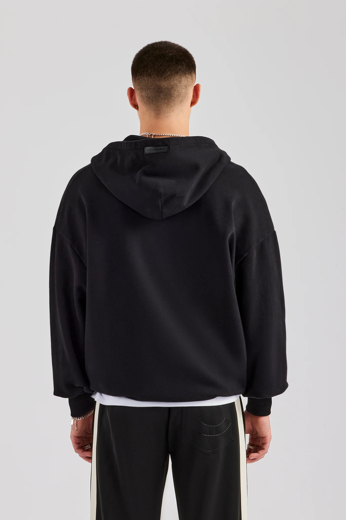 Zip Through Hoodie - Black - Image 3