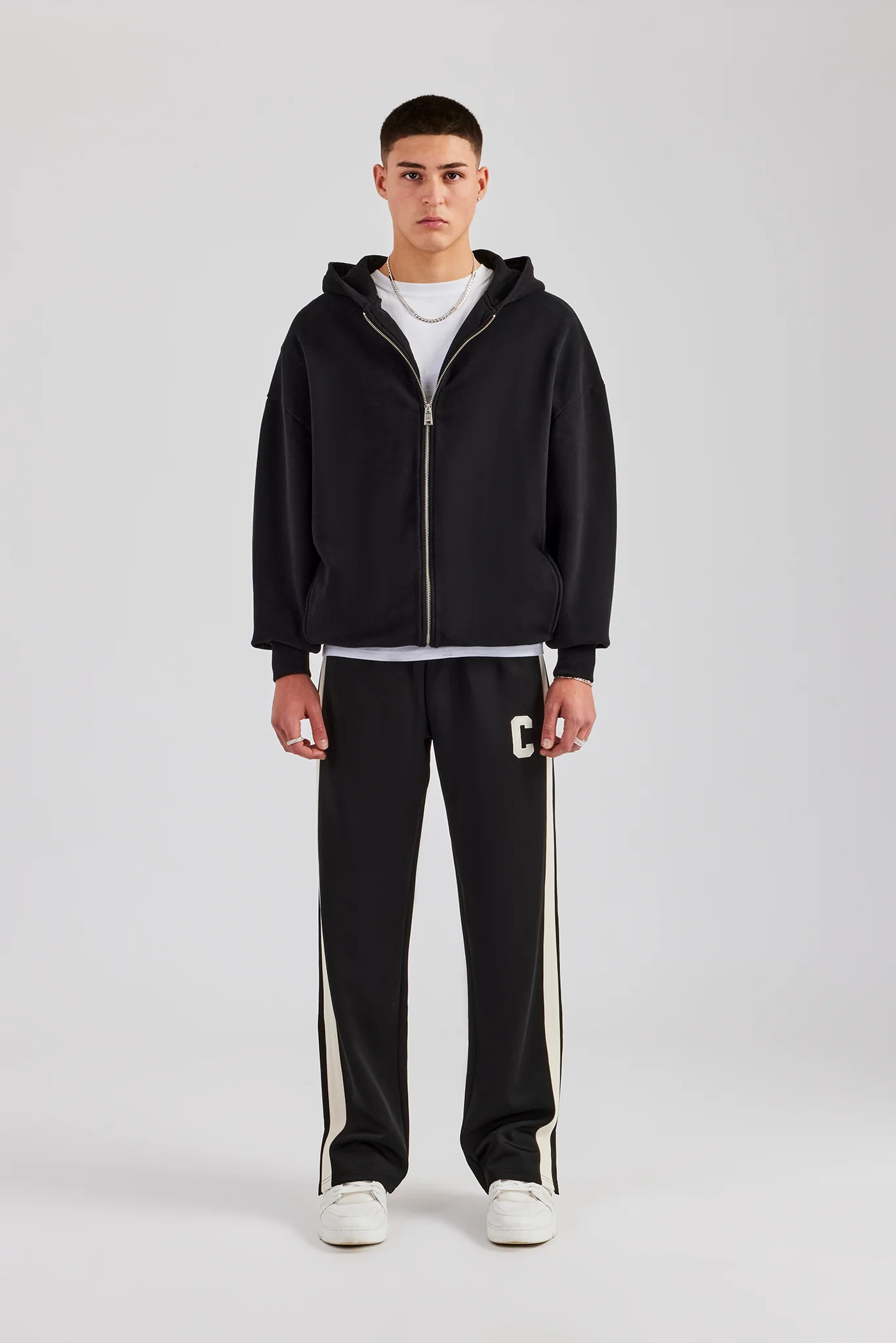Zip Through Hoodie - Black - Image 4