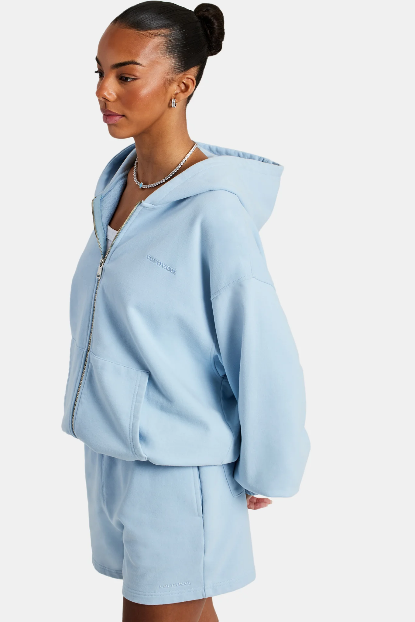 Cernucci Zip Through Hoodie - Light Blue - Image 5