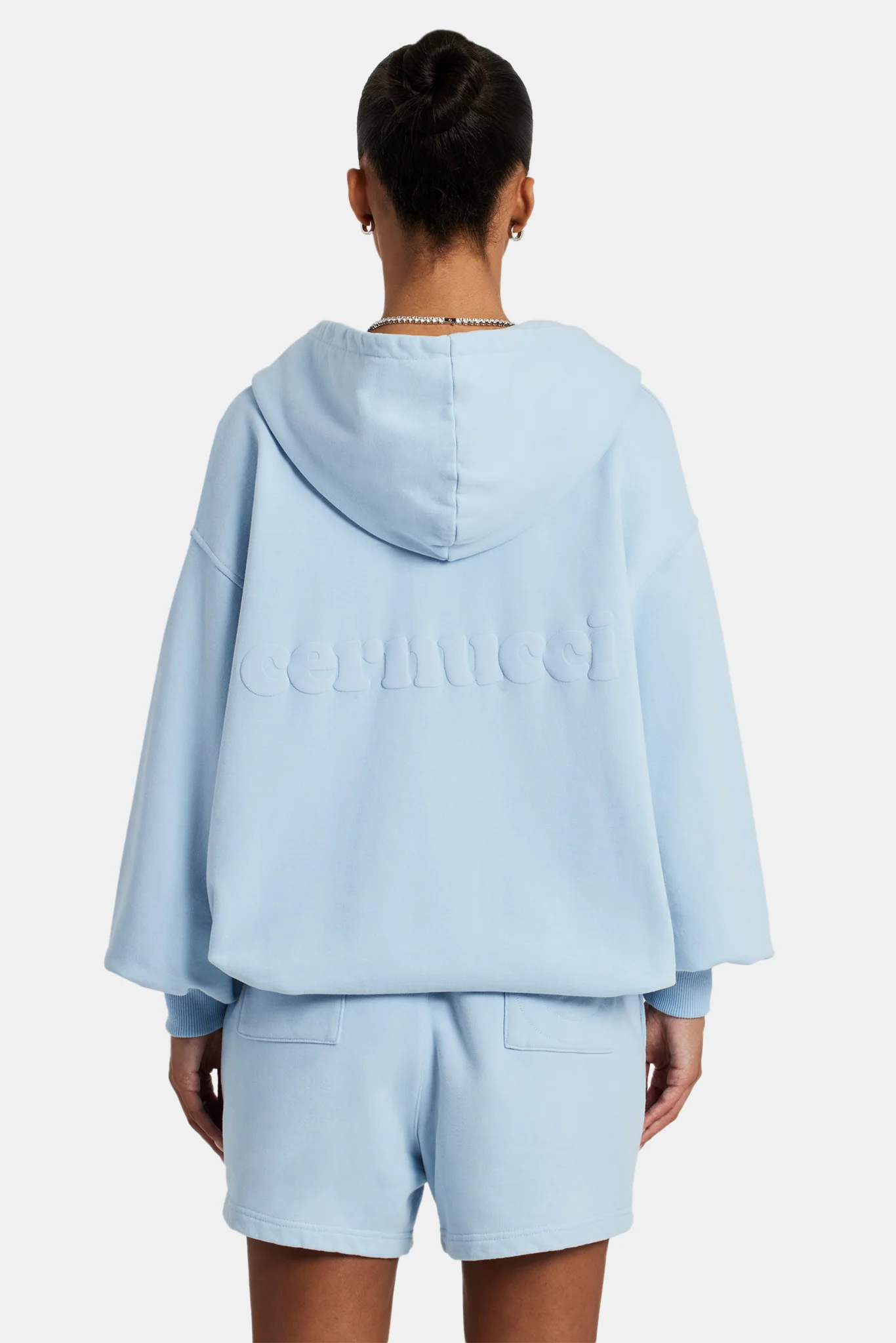 Cernucci Zip Through Hoodie - Light Blue - Image 6