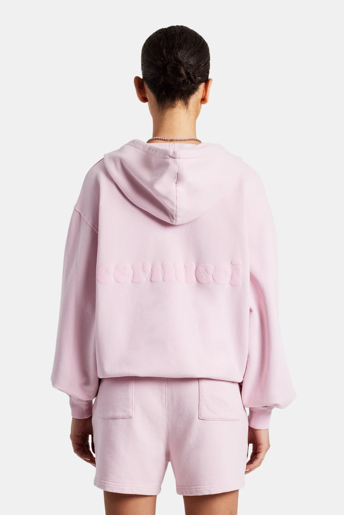 Cernucci Zip Through Hoodie & Short Set - Pink - Image 2
