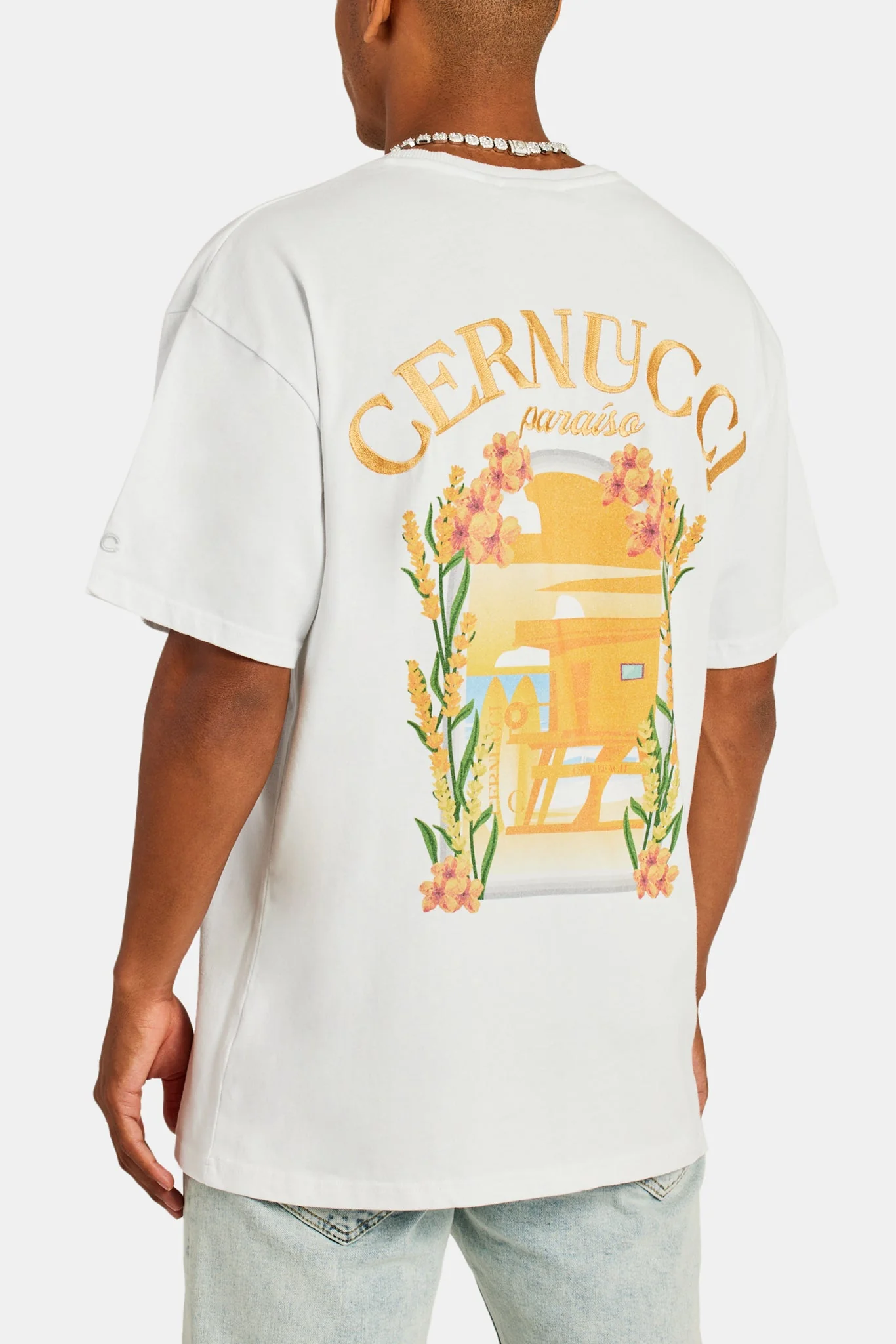 Cernucci Orange Beach House Graphic T-Shirt - White - Image 2