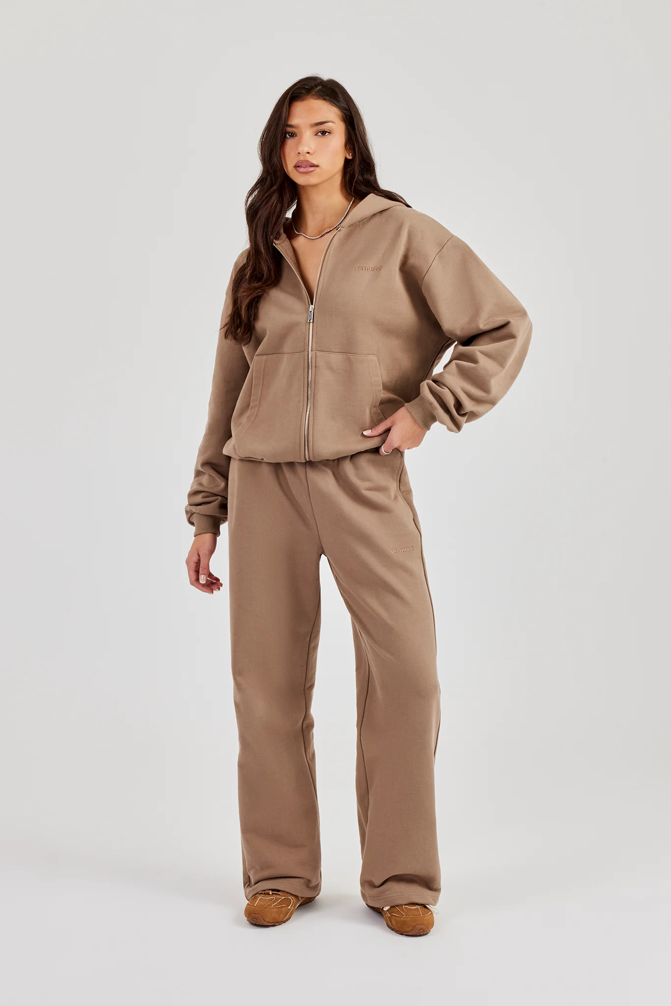 Cernucci Oversized Zip Through Hoodie - Taupe - Image 7