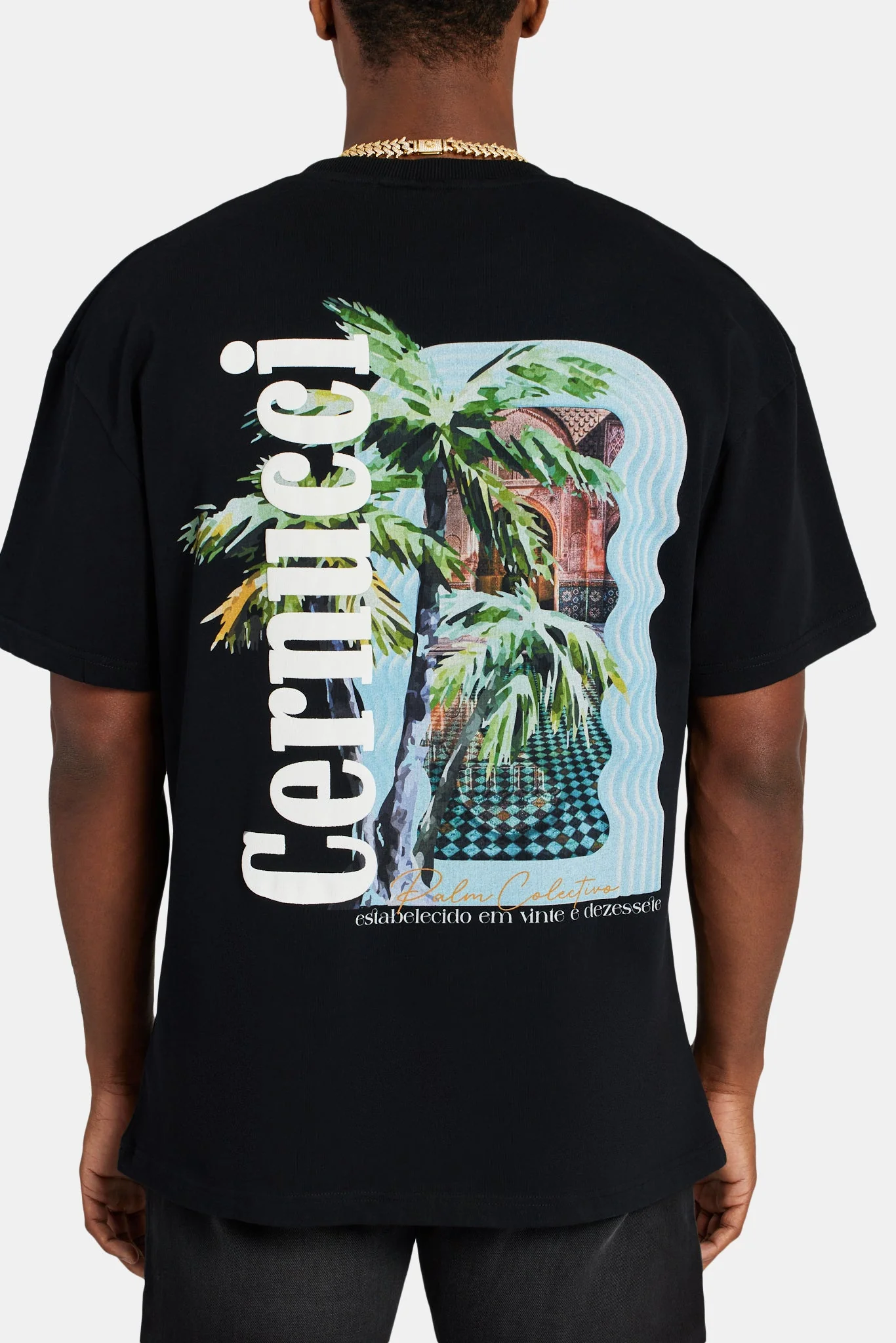 Cernucci Palm Collection Graphic Oversized T-Shirt - Black - Image 4