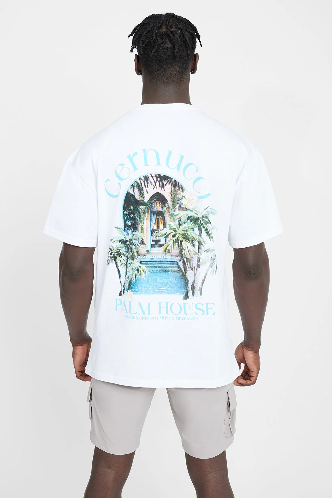 Cernucci Palm House Graphic T-Shirt - White - Image 2