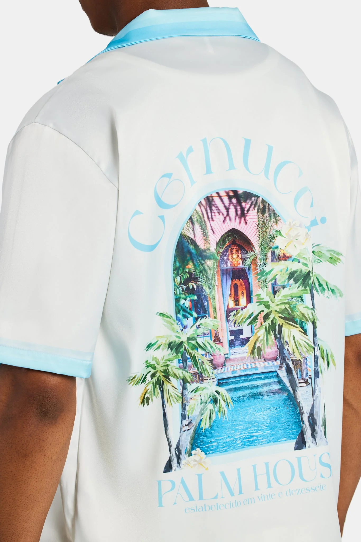 Cernucci Palm House Satin Shirt - Ecru - Image 4