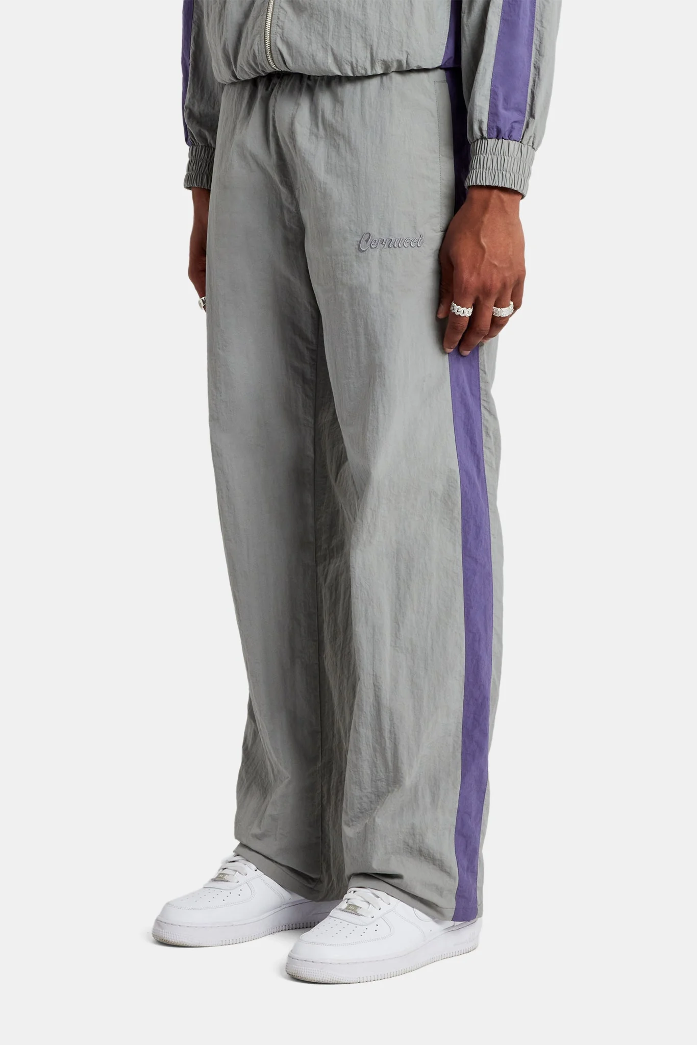 Cernucci Panelled Nylon Straight Leg Trouser - Charcoal - Image 3