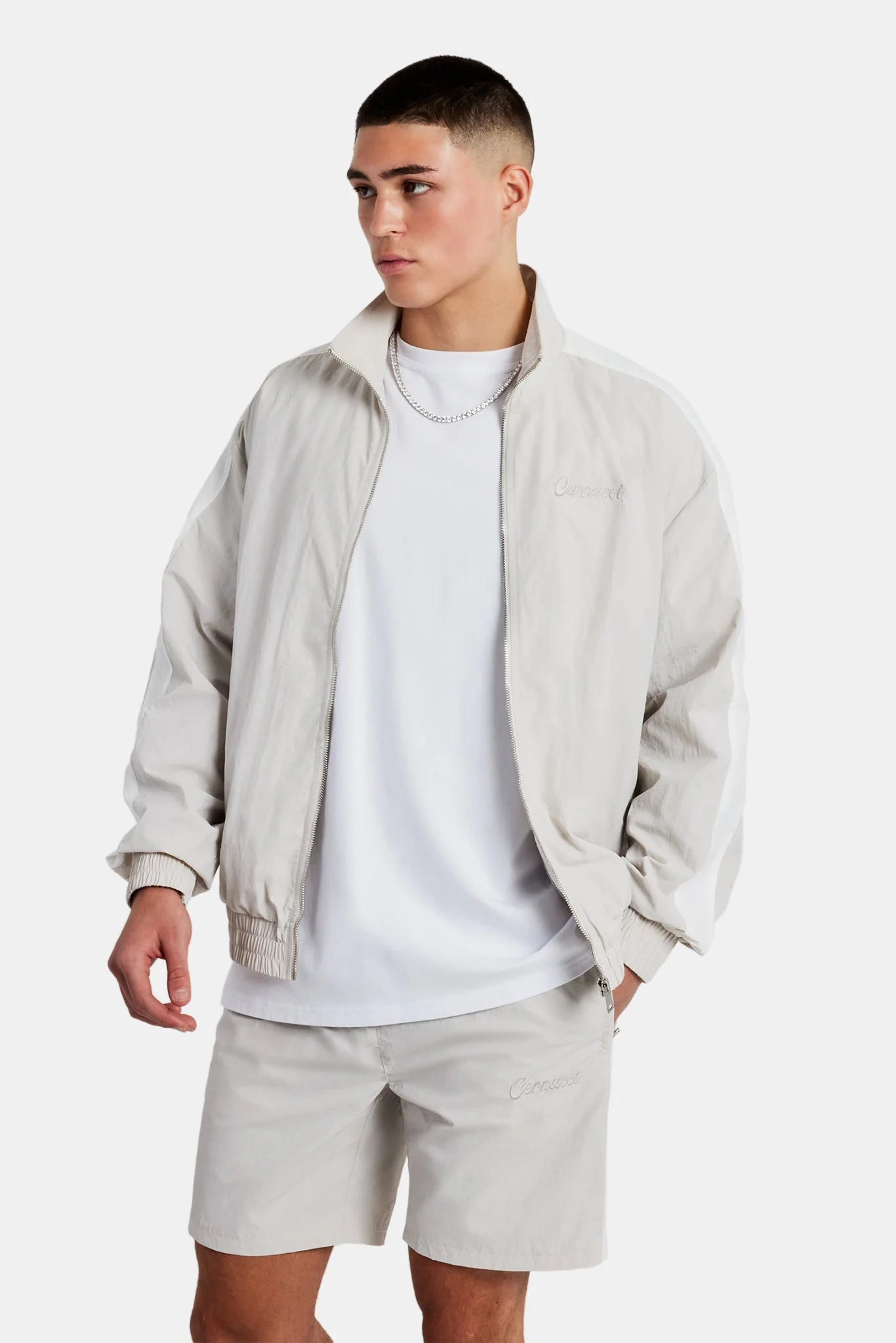 Cernucci Panelled Nylon Track Jacket - Stone - Image 2