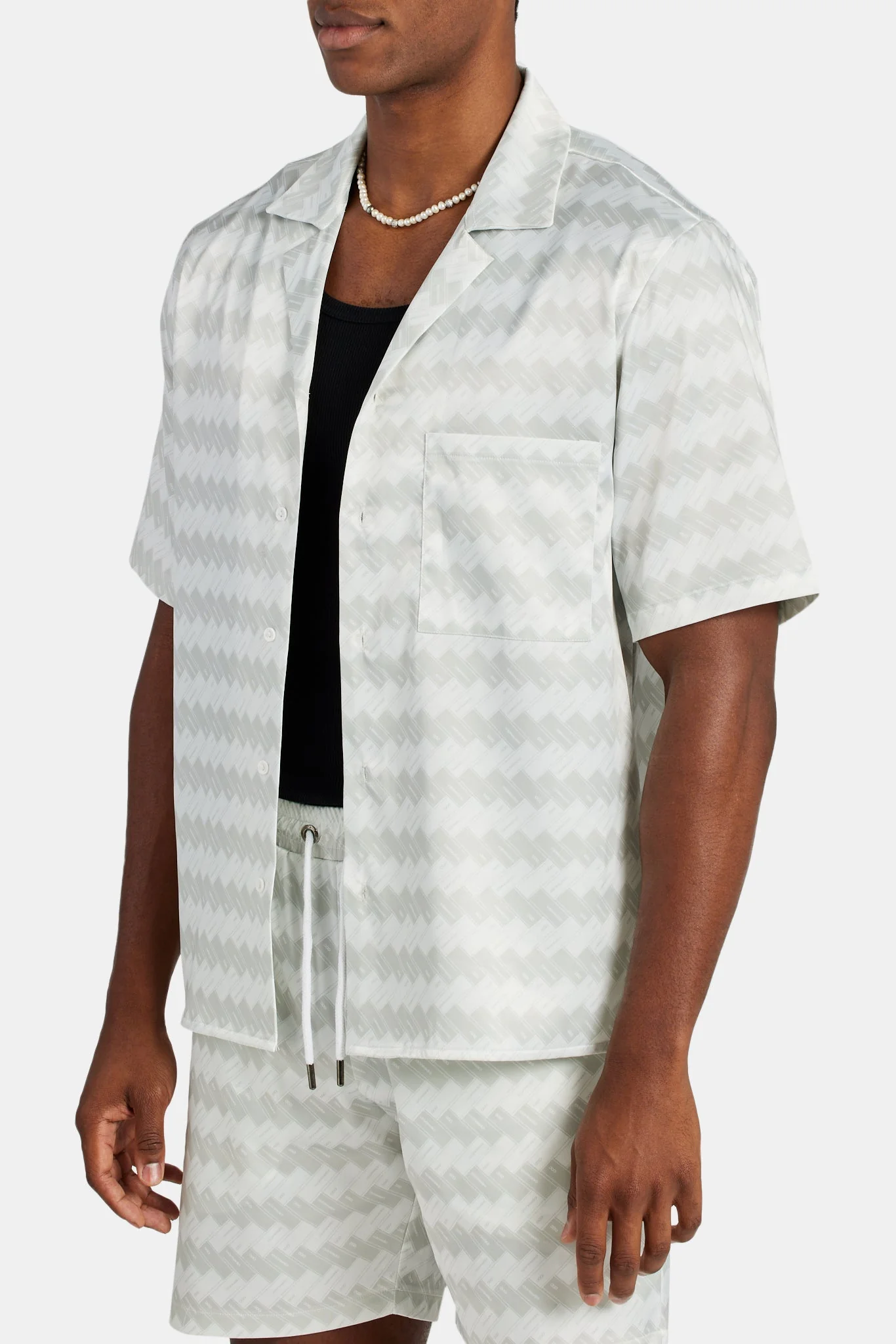 Cernucci Repeat Printed Satin Shirt - Ecru - Image 2