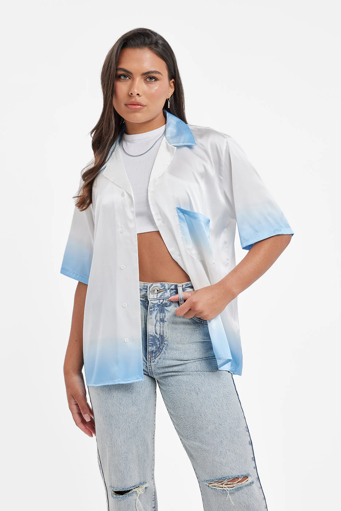 Cernucci Satin Ombre Shirt - Ecru - Image 2