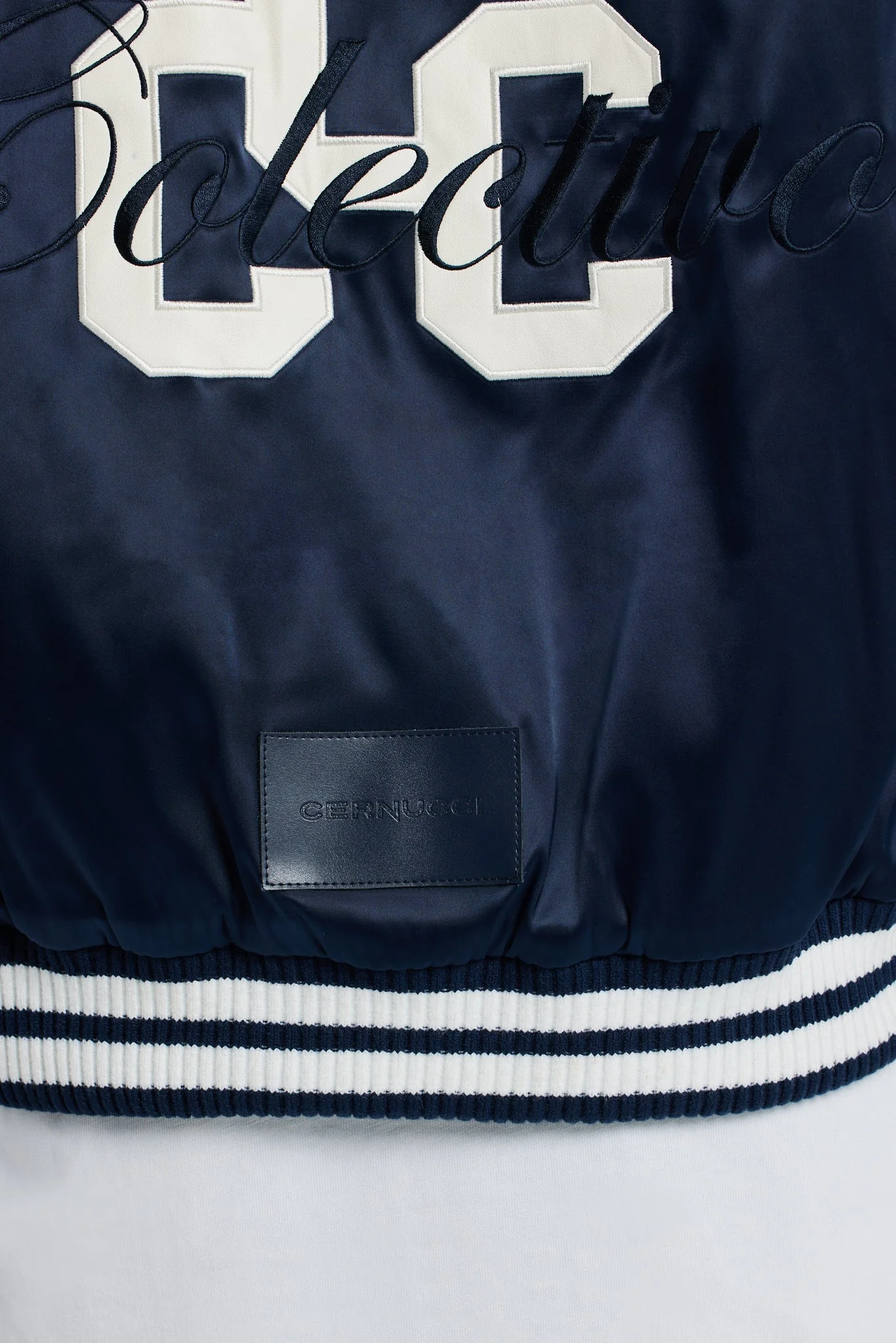 Cernucci Satin Souvenir Bomber Jacket - Navy - Image 6