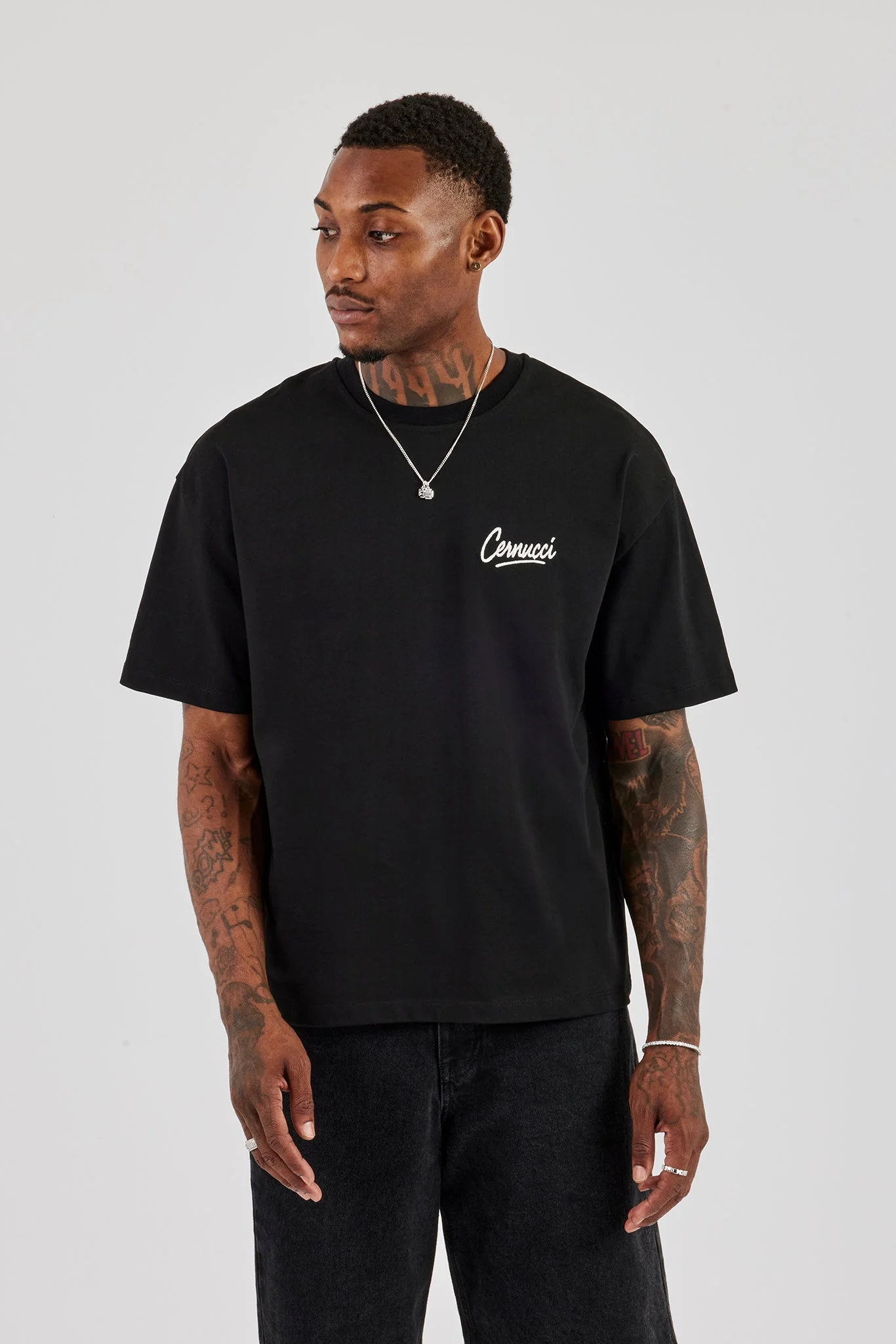 Cernucci Script Back Print T-Shirt - Black - Image 2