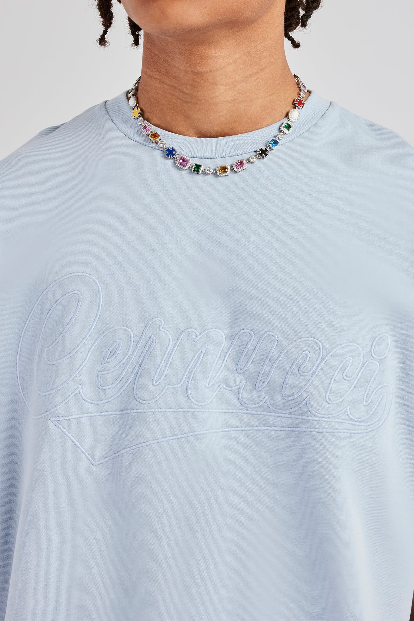 Cernucci Script Oversized T-Shirt - Light Blue - Image 2