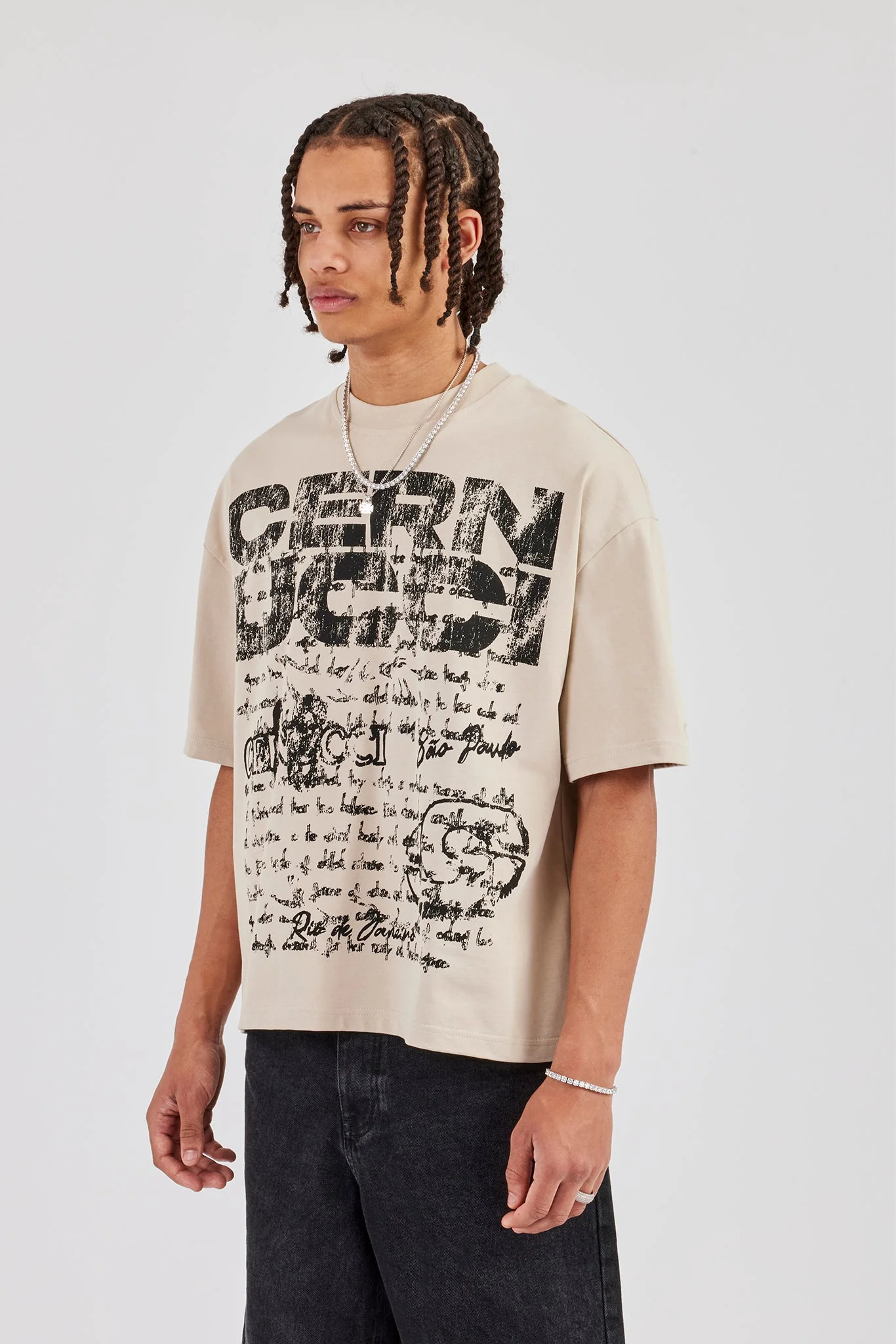 Cernucci Stacked Boxy T-Shirt - Stone - Image 2