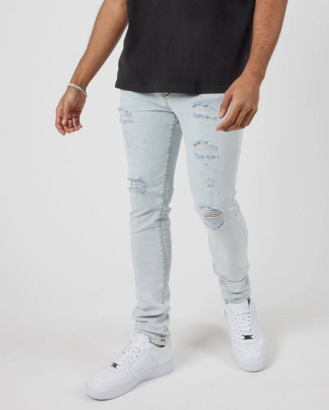 Skinny Ripped Jeans - Ice Blue - Image 3