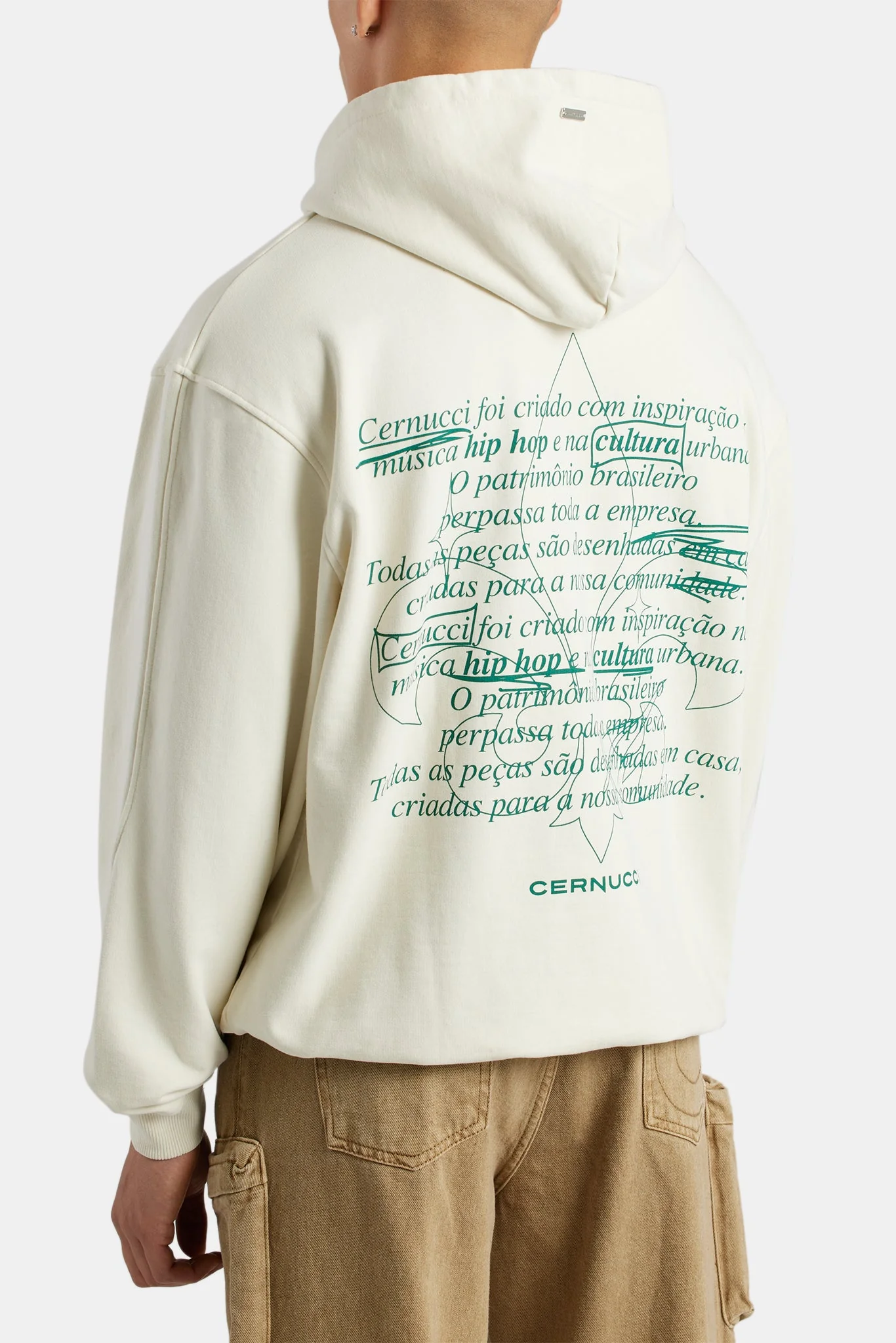 Cernucci Text Graphic Hoodie - Ecru - Image 2