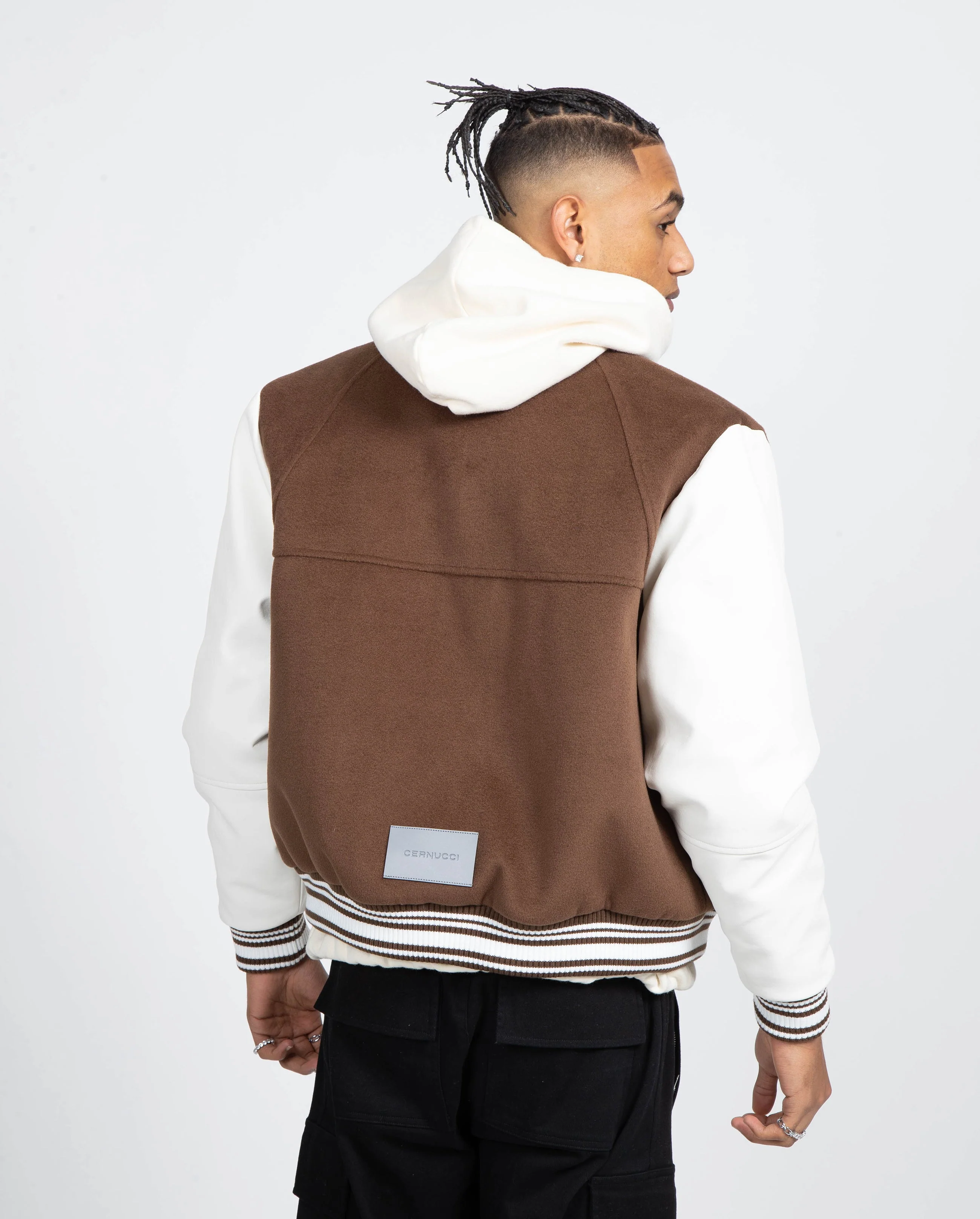 Cernucci Varsity Bomber Jacket - Chocolate - Image 3