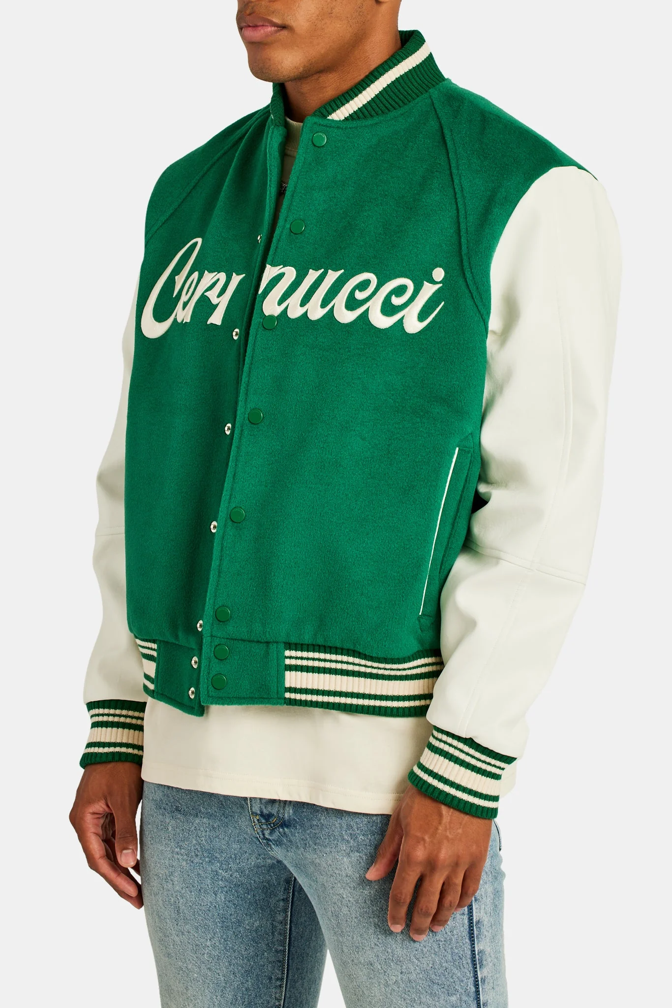 Cernucci Varsity Bomber Jacket - Green - Image 2