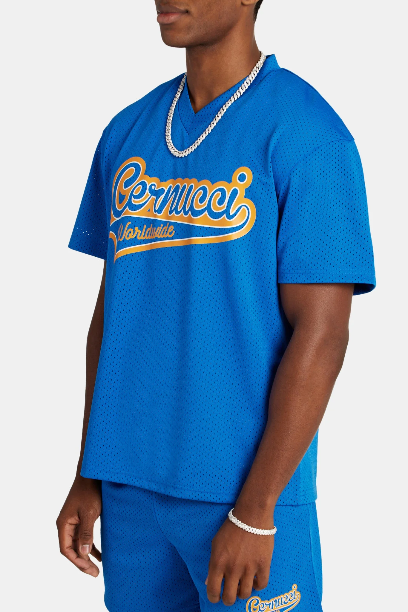 Cernucci Varsity Mesh T-Shirt - Cobalt - Image 3