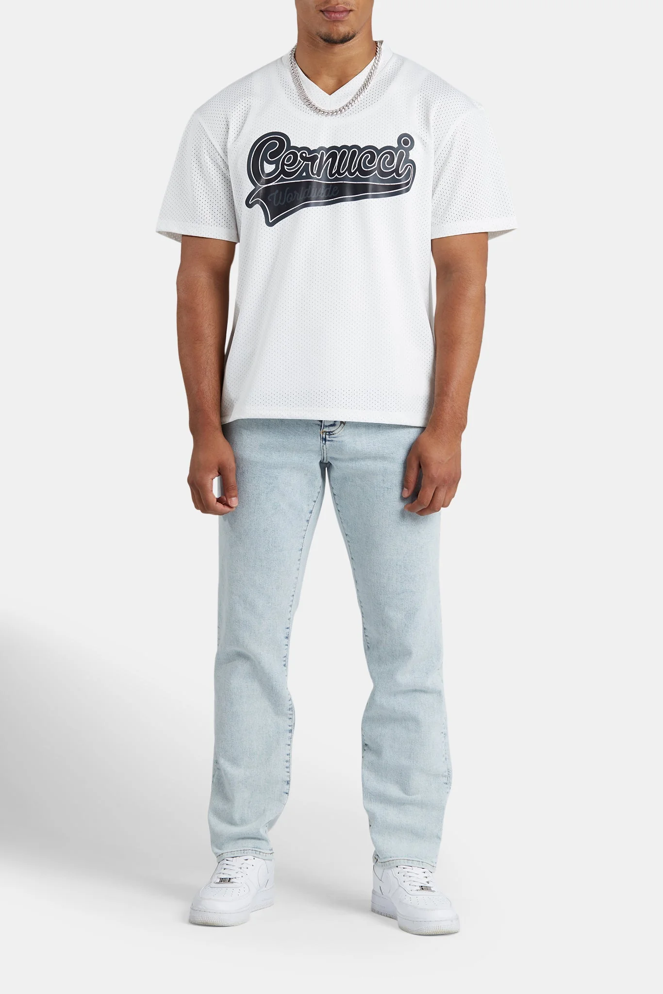 Cernucci Varsity Mesh T-Shirt - White - Image 2