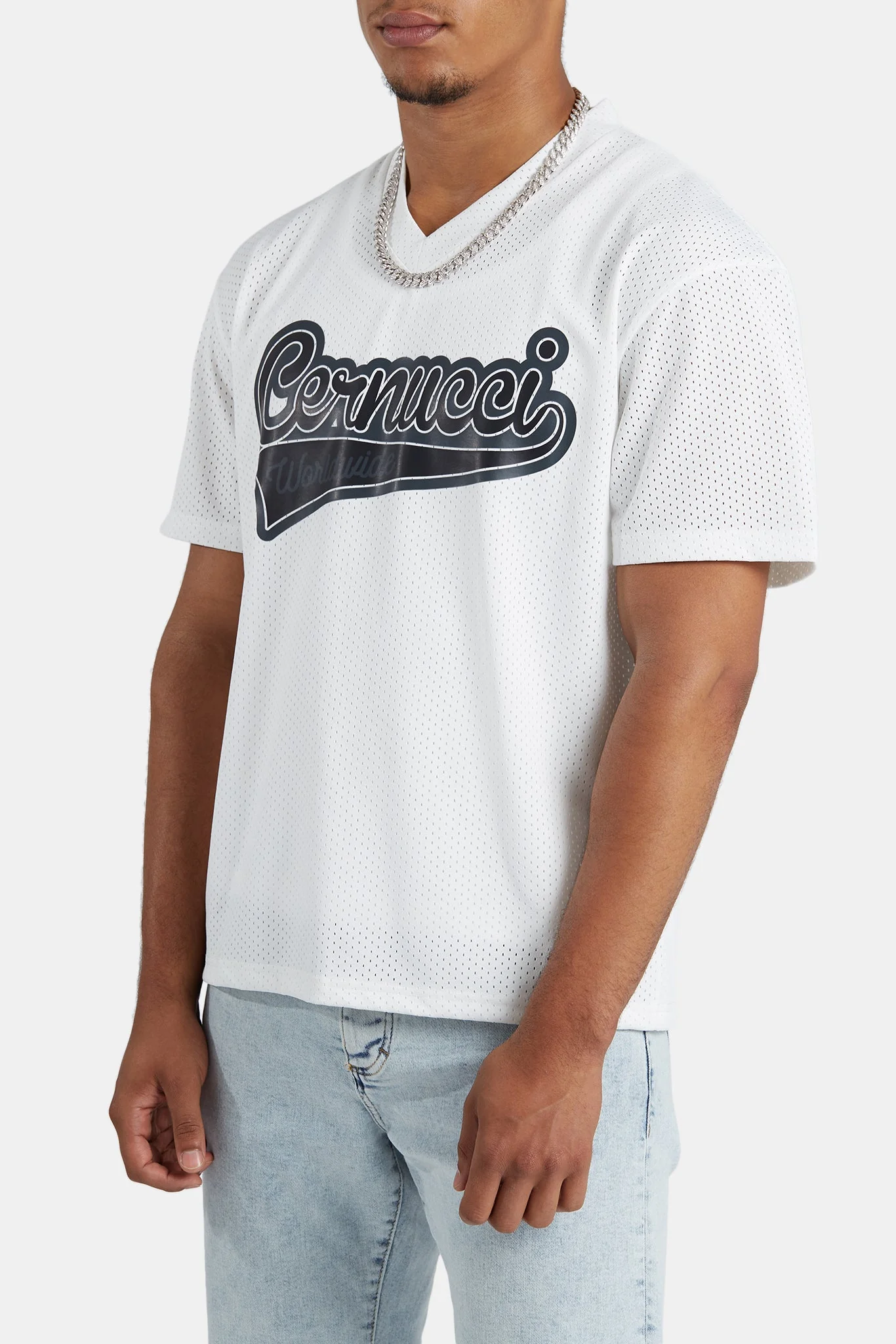Cernucci Varsity Mesh T-Shirt - White - Image 5
