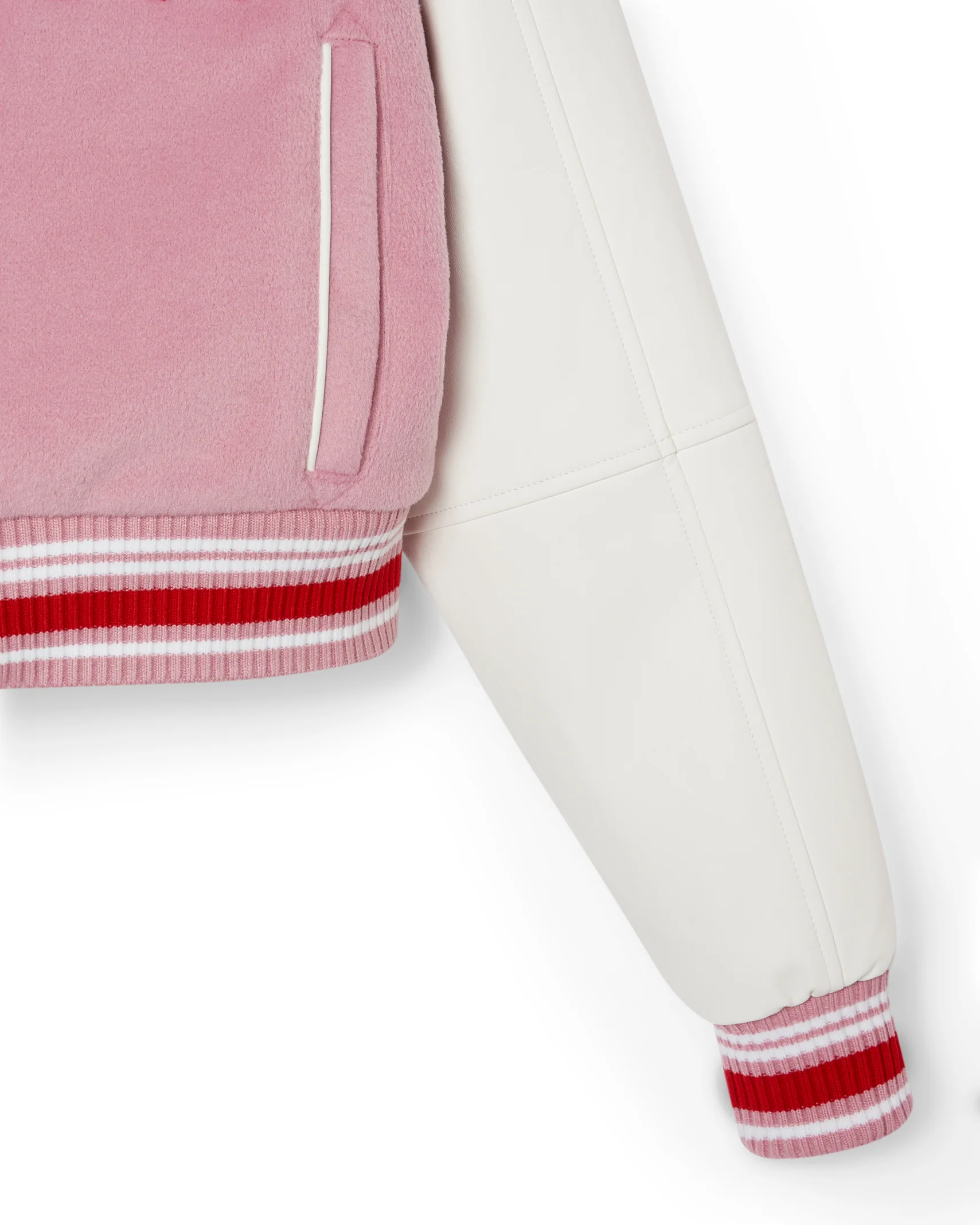 Cernucci Womens Varsity Bomber Jacket - Baby Pink - Image 6