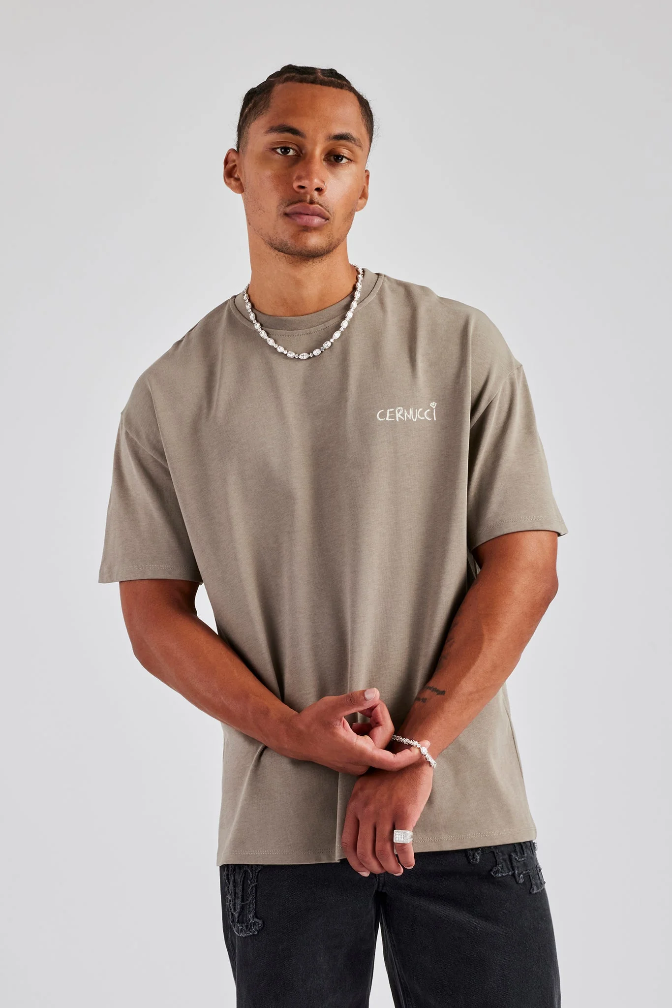 Championship Back Quote Oversized T-Shirt - Taupe - Image 2