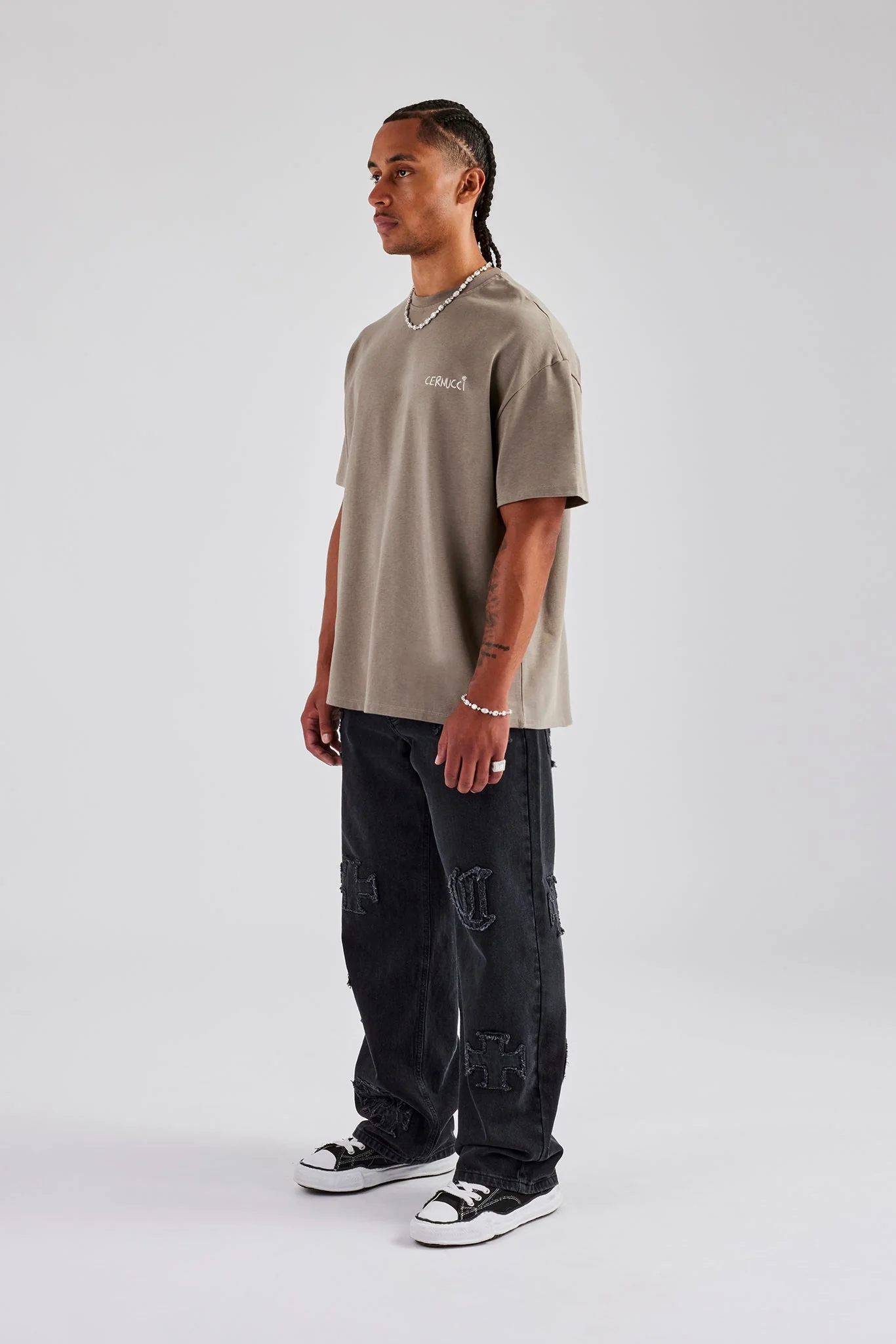 Championship Back Quote Oversized T-Shirt - Taupe - Image 4