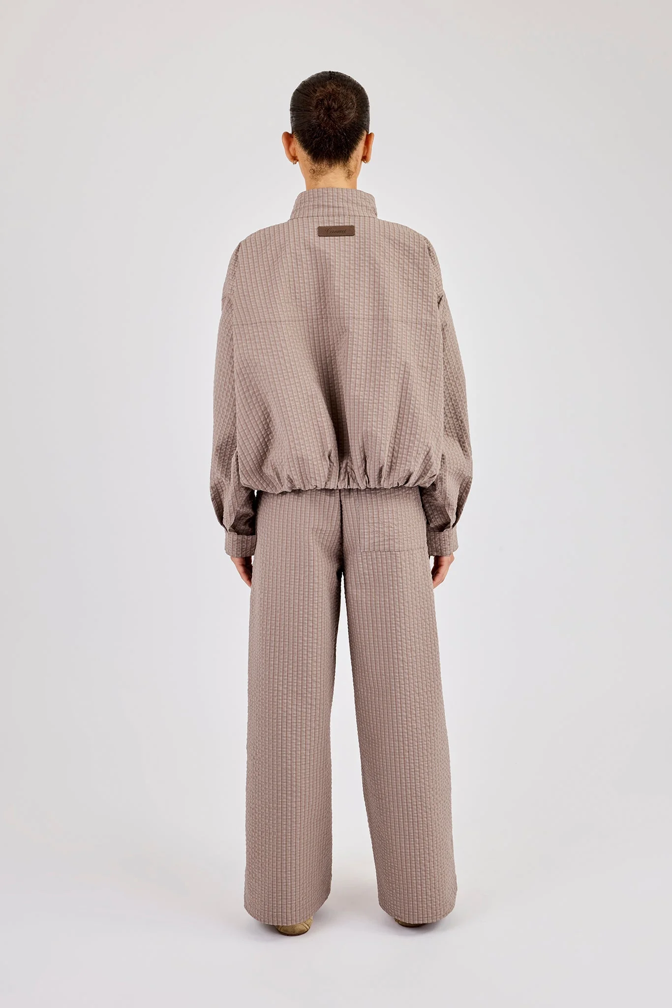 Check Nylon Jacket & Jogger - Beige - Image 3