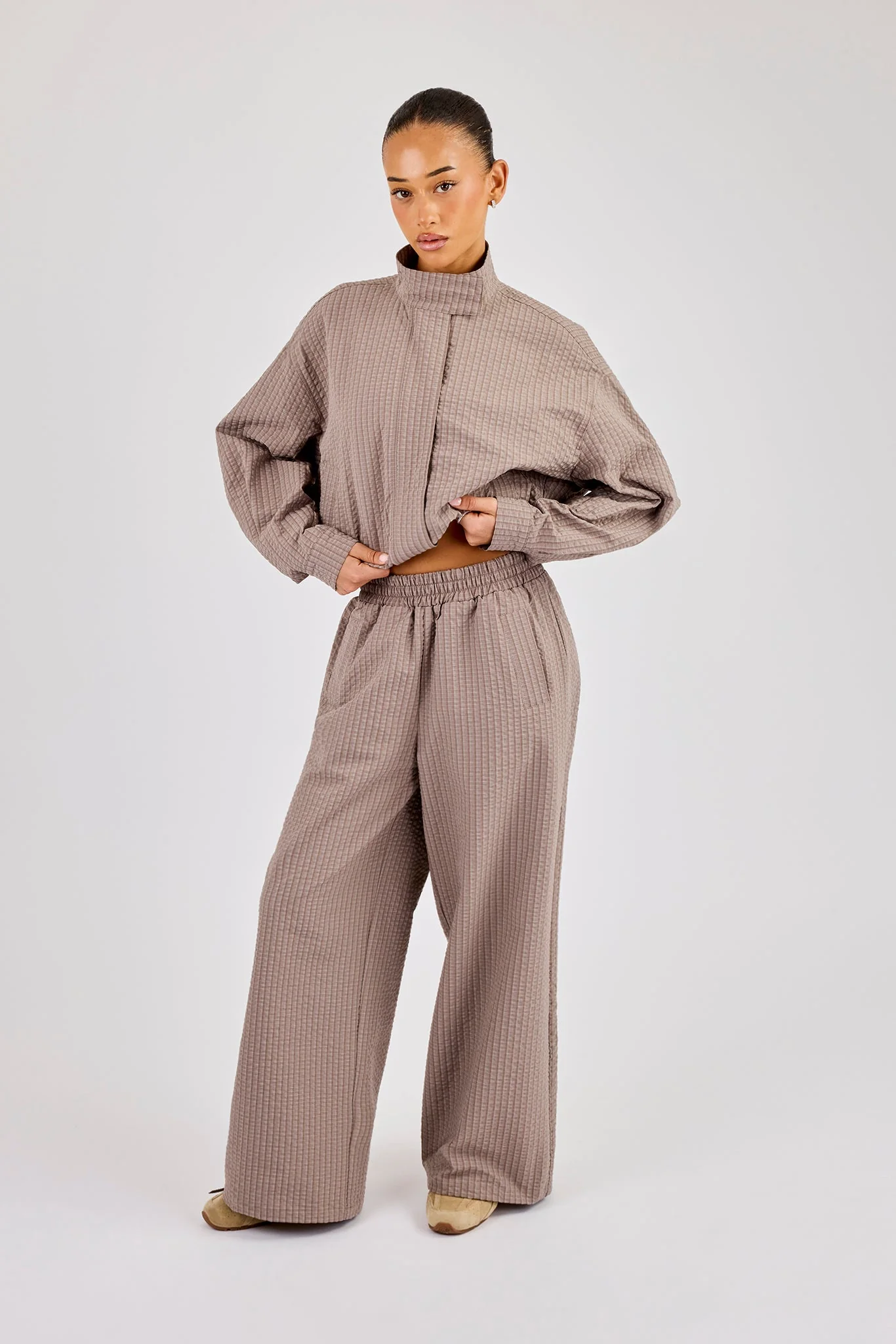 Check Nylon Jogger - Beige - Image 2