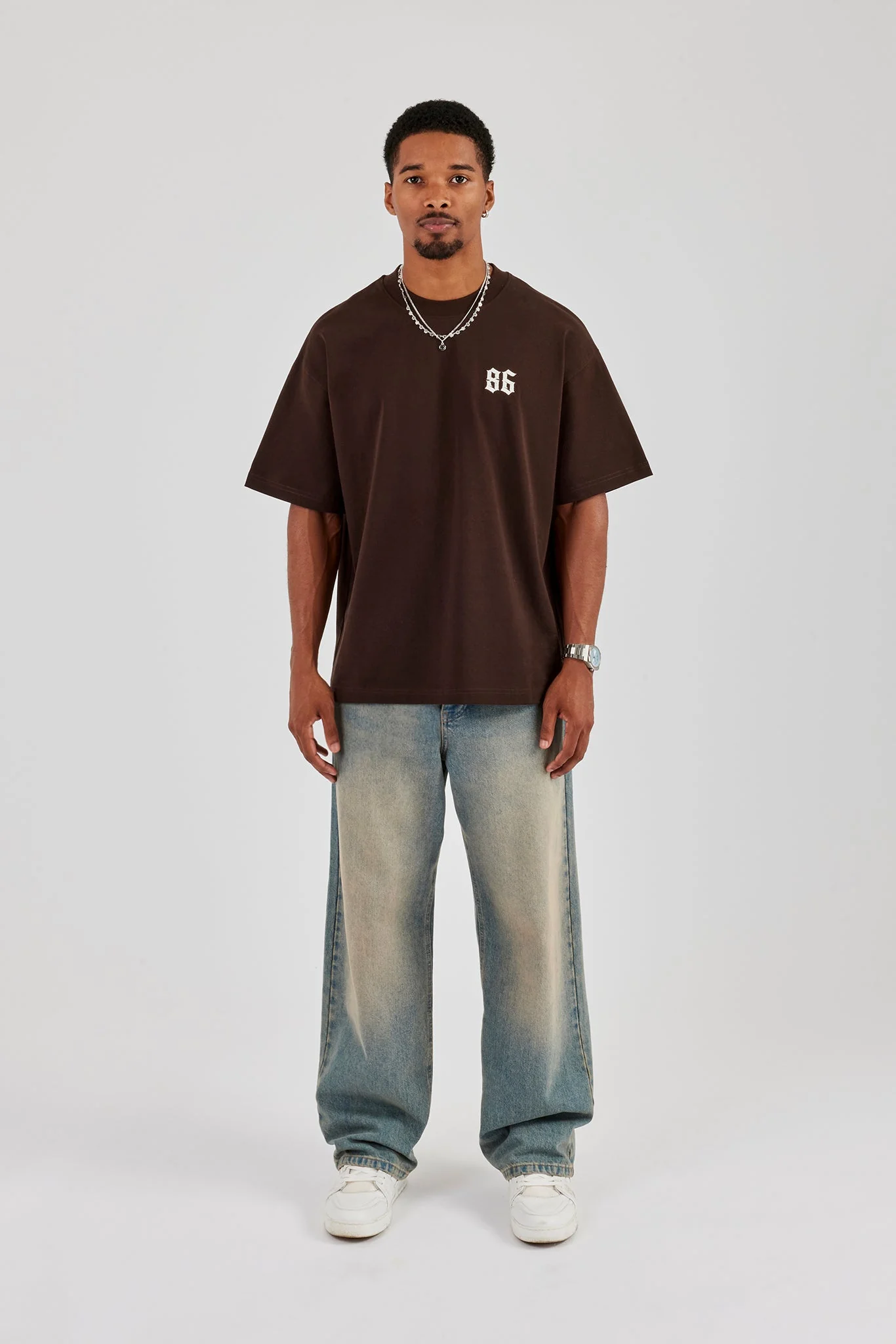 Cherub Back Print Oversized T-Shirt - Chocolate - Image 4