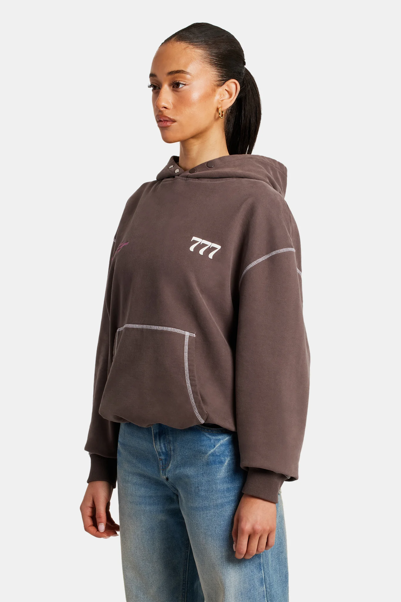 Cherub Print Hoodie - Chocolate - Image 2