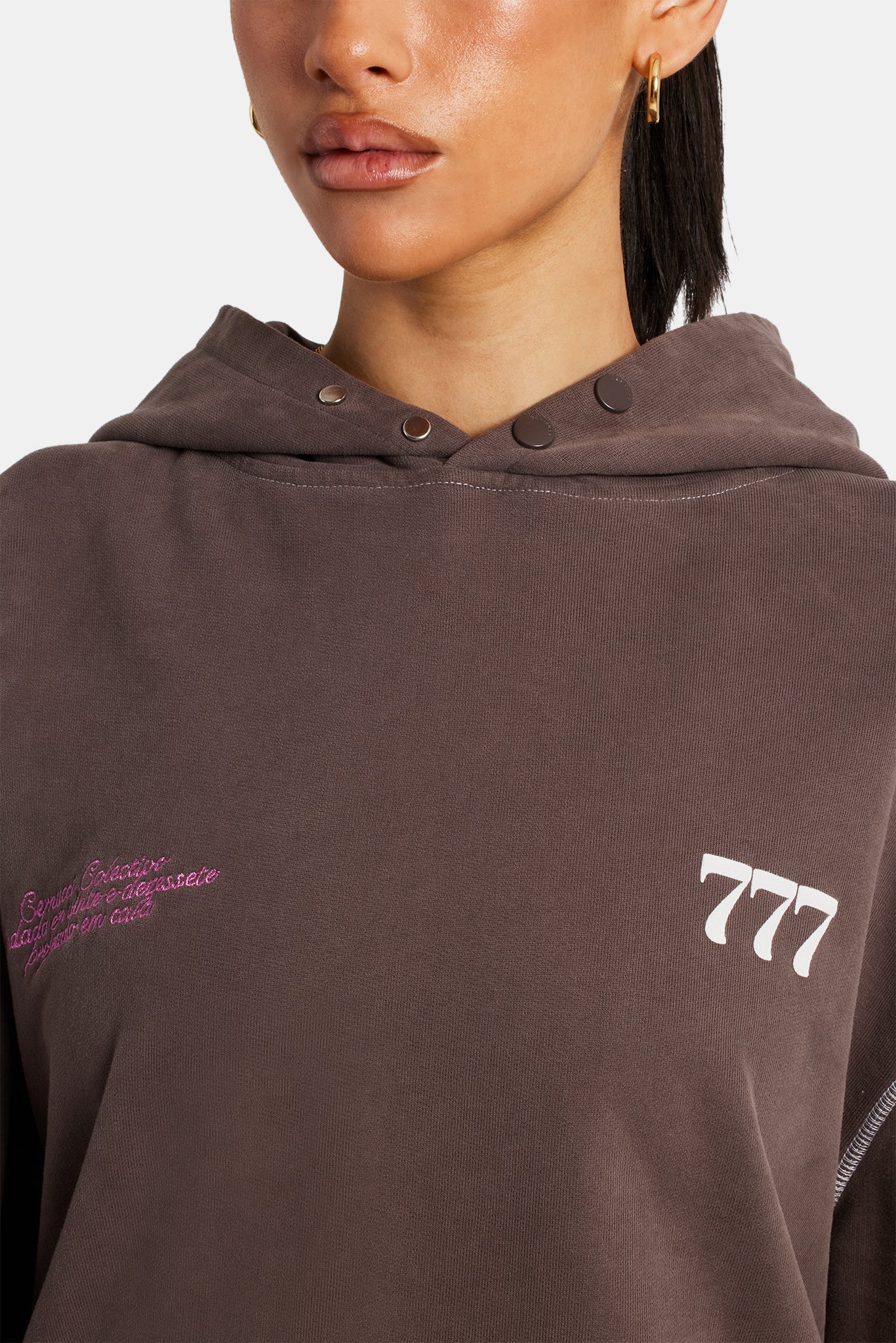 Cherub Print Hoodie - Chocolate - Image 3