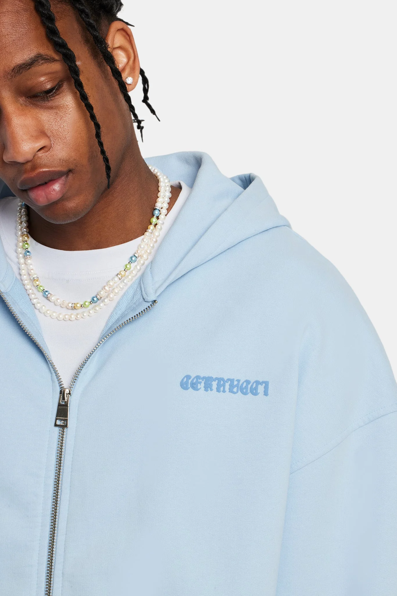 Cherub Text Zip Hoodie - Light Blue - Image 5