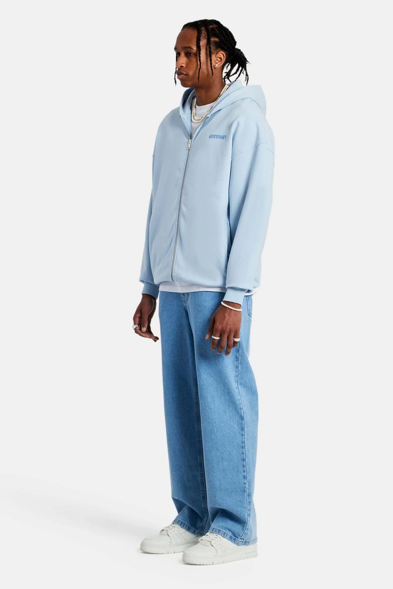 Cherub Text Zip Hoodie - Light Blue - Image 7