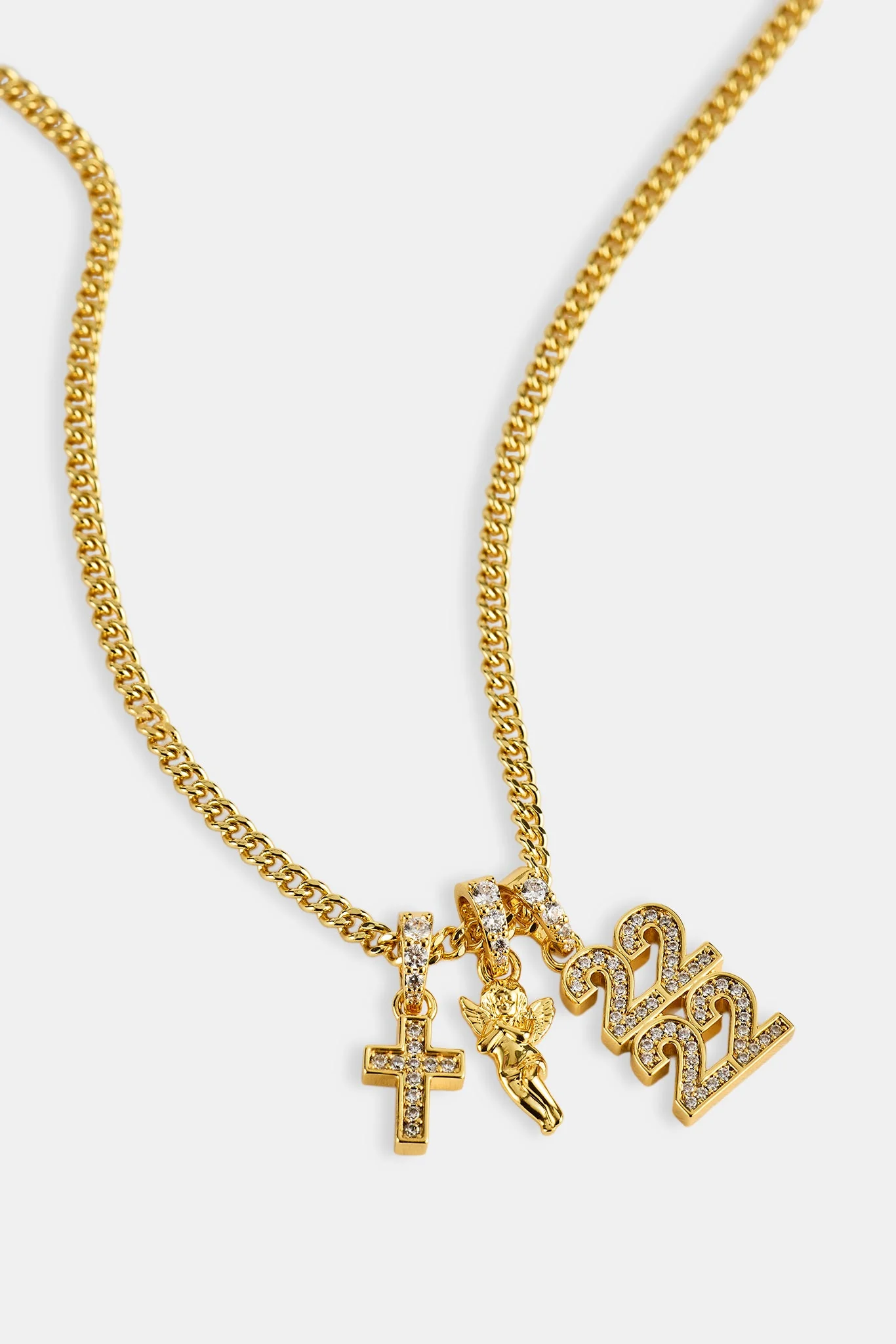 Cherub Triple Motif Necklace - 12mm - Gold - Image 2